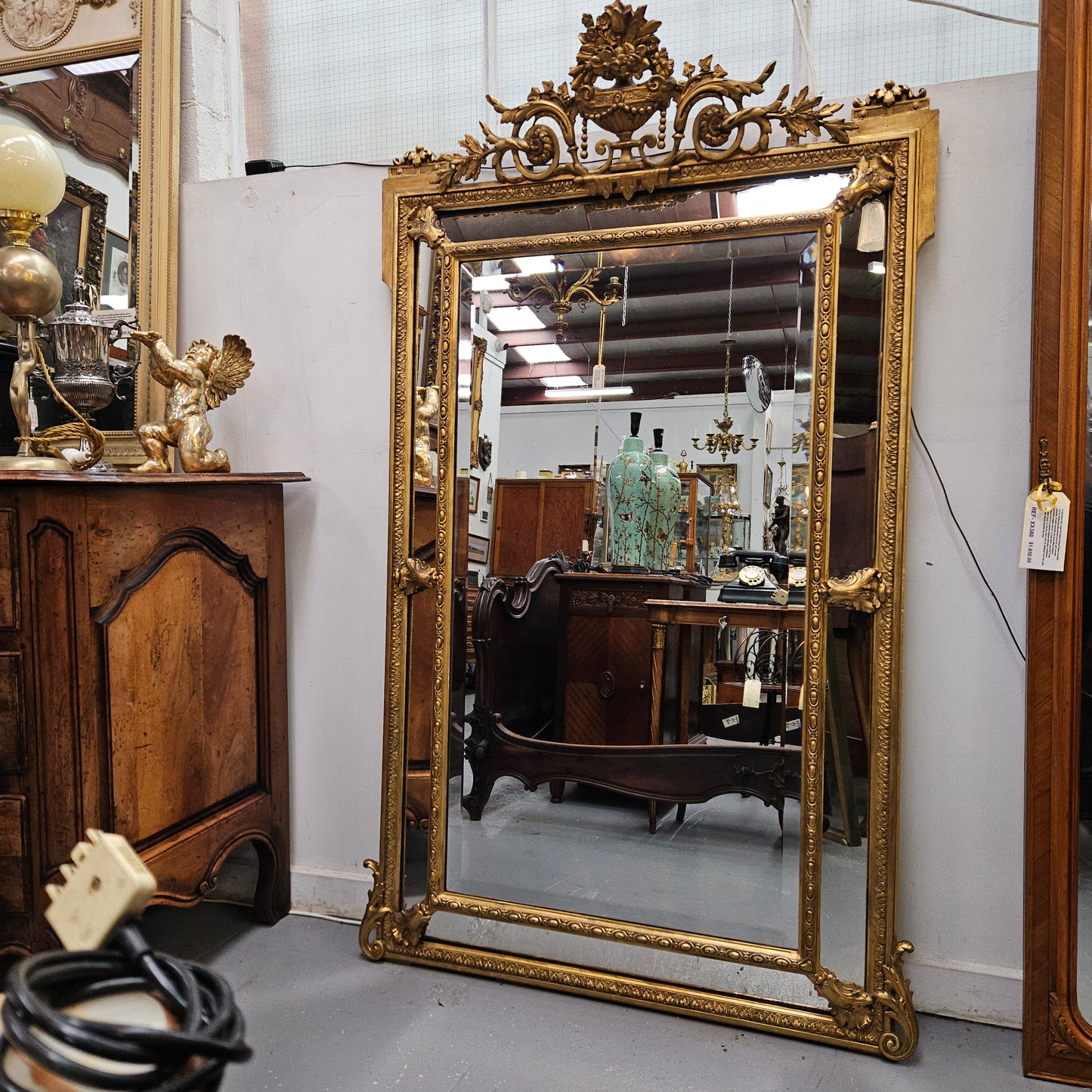 Rare French Louis XV Style Large Cushion Mirror