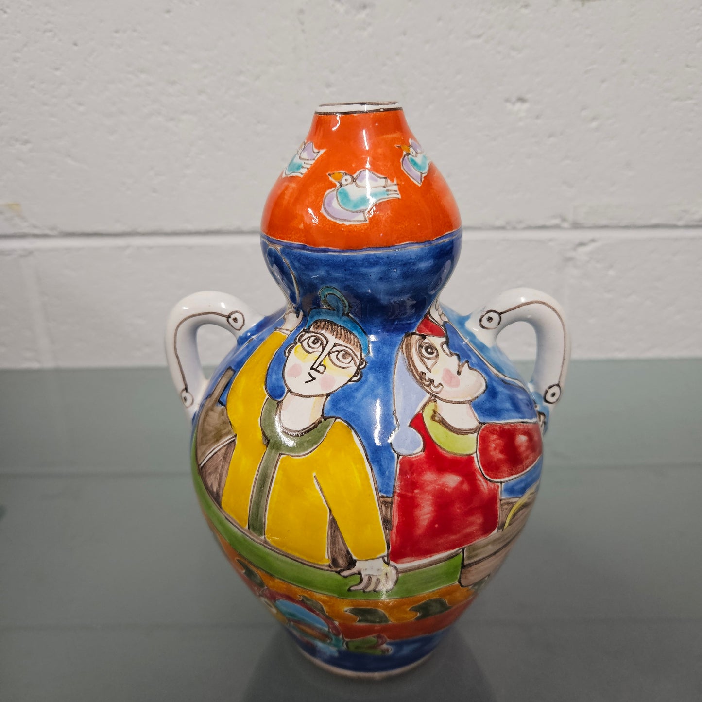 Giovanni Desimone Italian Hand Painted Mid Century Modern Vase