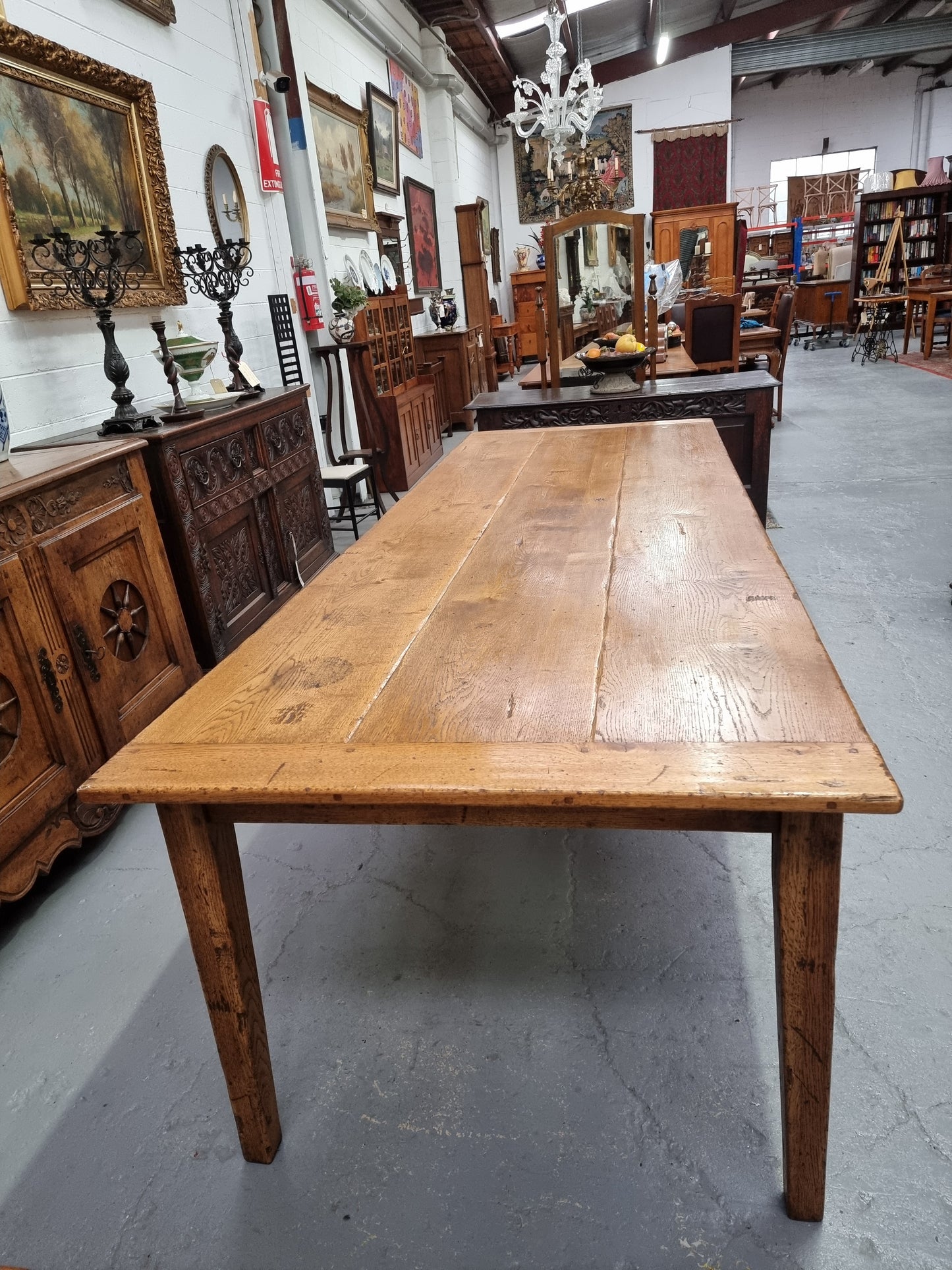 Vintage Reclaimed French Oak Three Plank Farmhouse Table