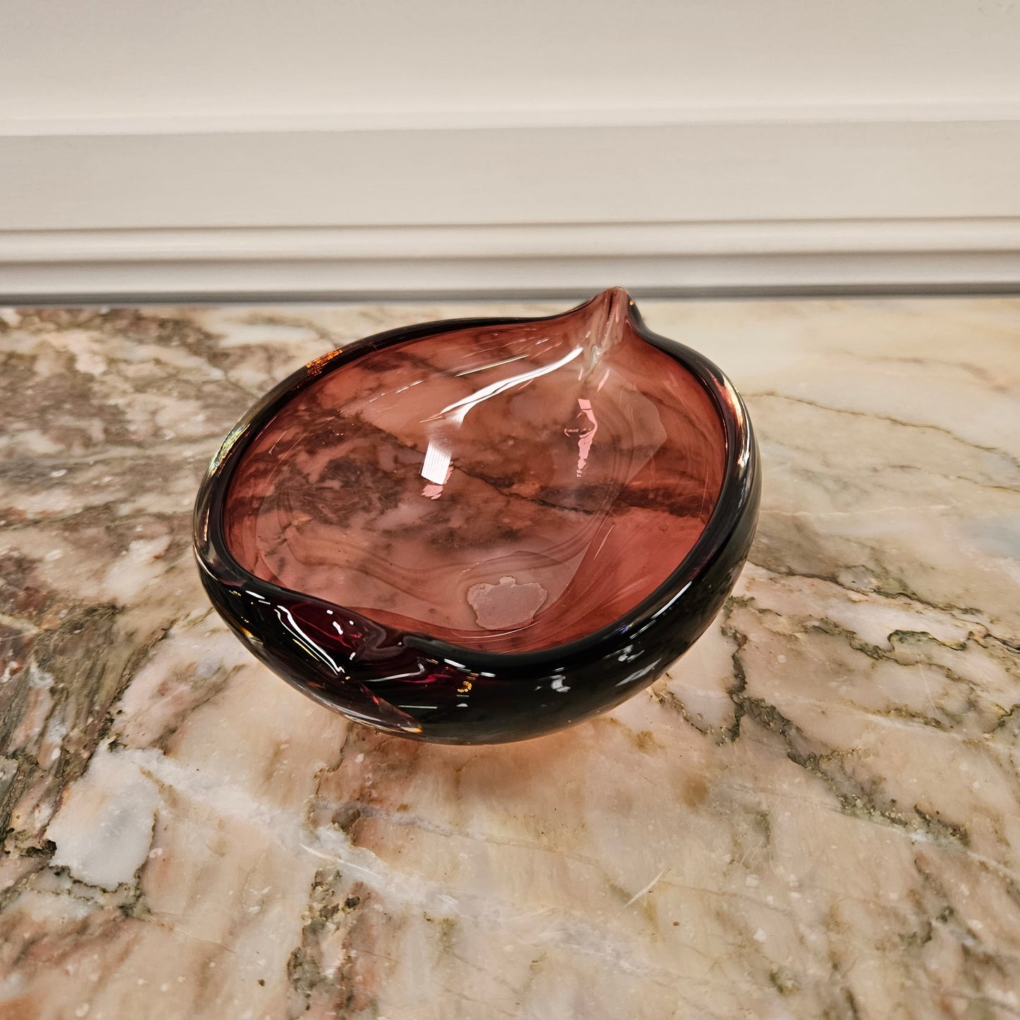 Leaf Shaped Hand Blown Glass Bowl