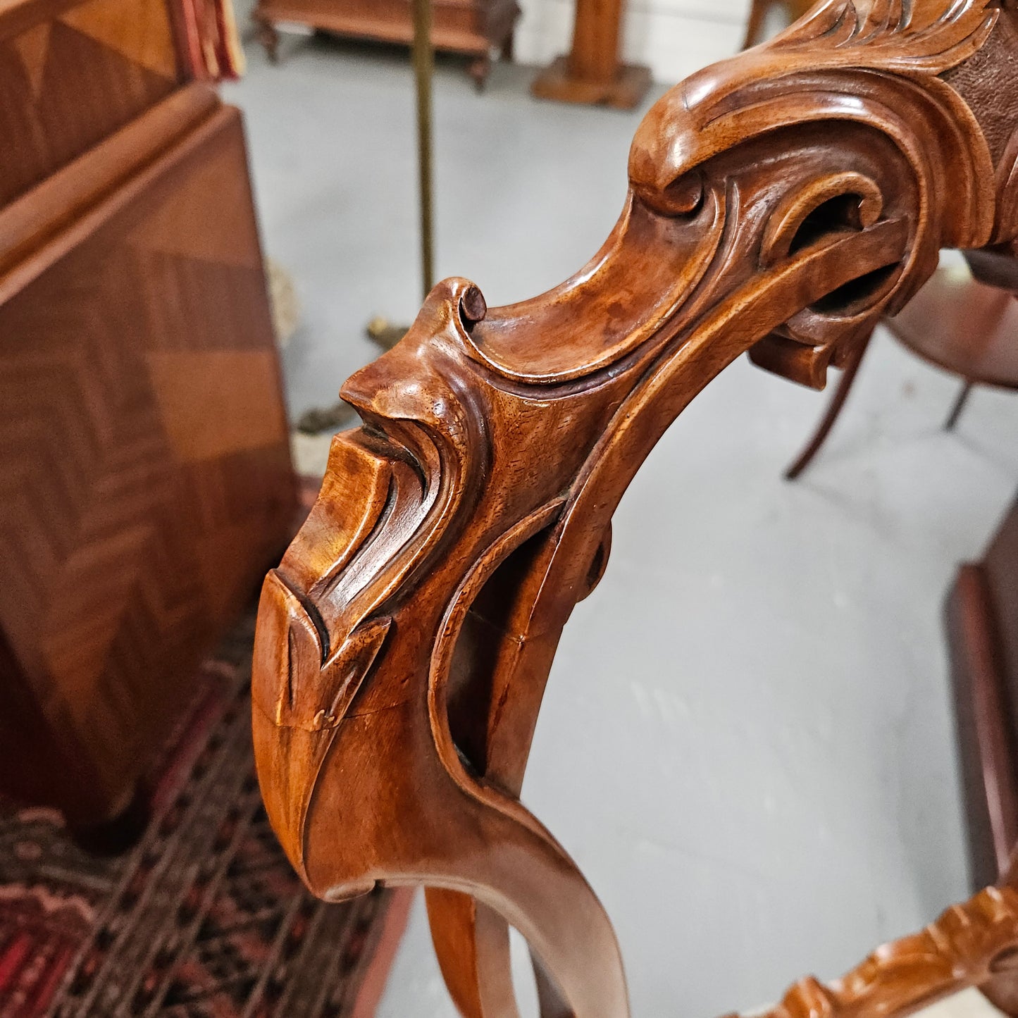 Victorian Walnut Carved Back Side Chair