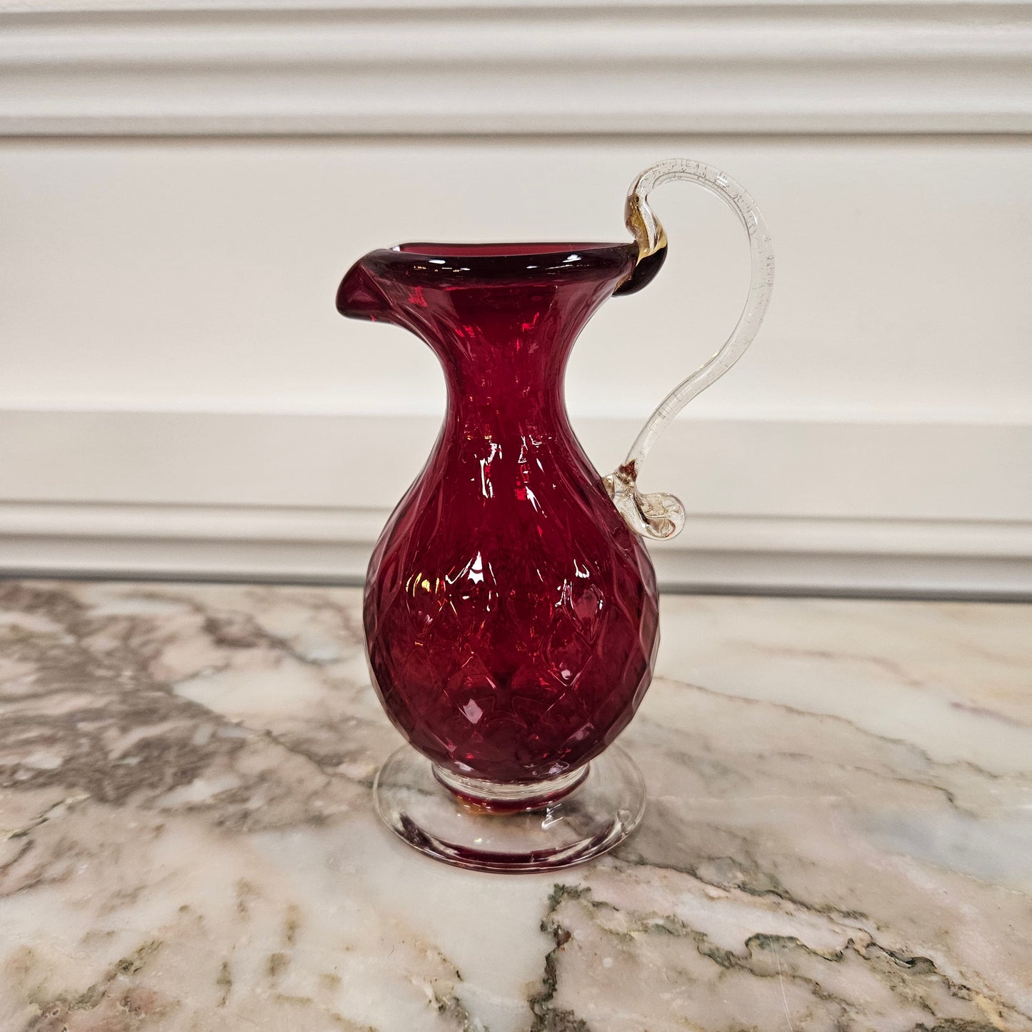 Vintage Venetian Ruby Glass Jug/Vase