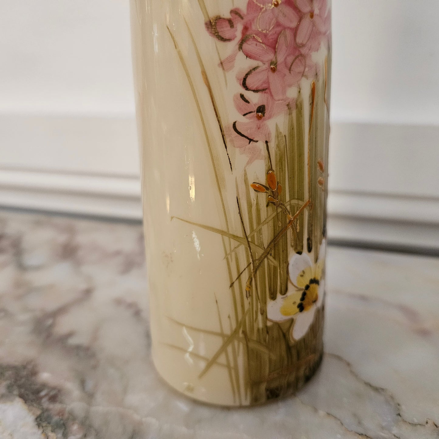 Antique Hand Painted Enameled Vase