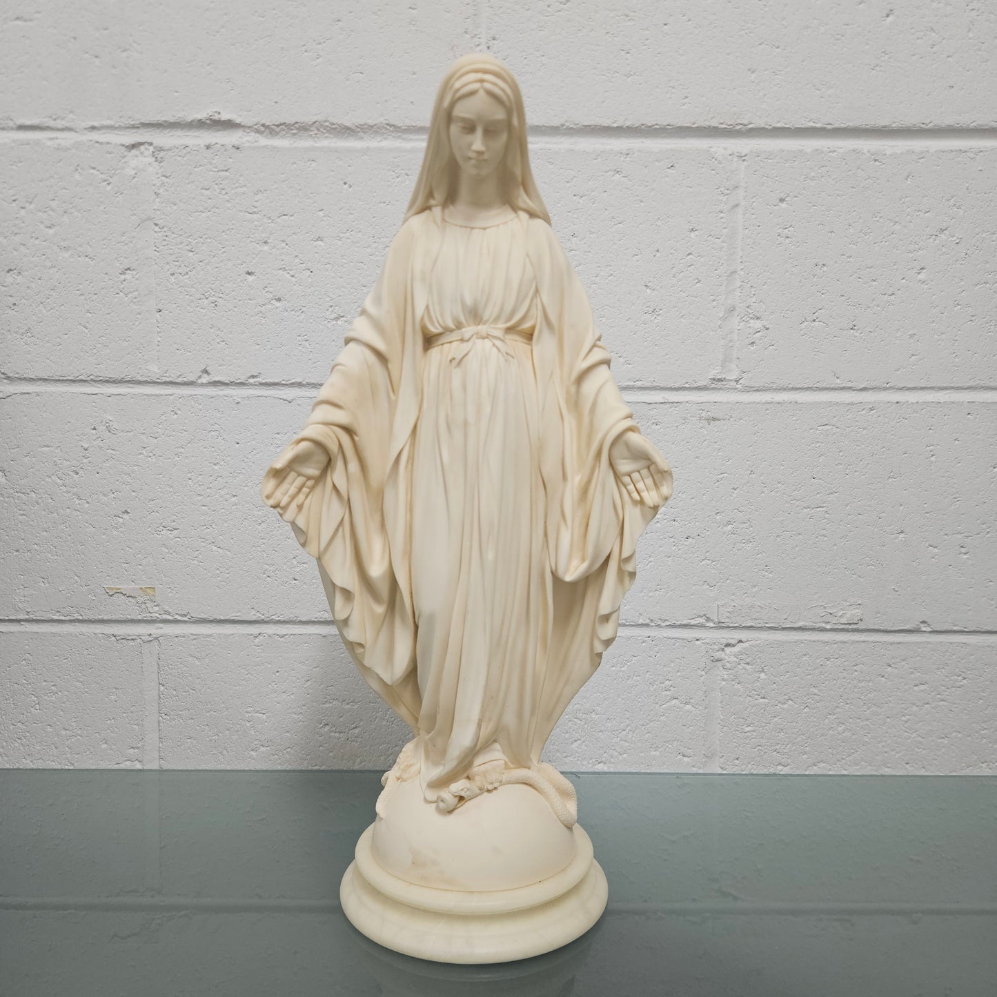 Vintage Superbly Cast Faux Marble Statue Of Our Lady Of Grace