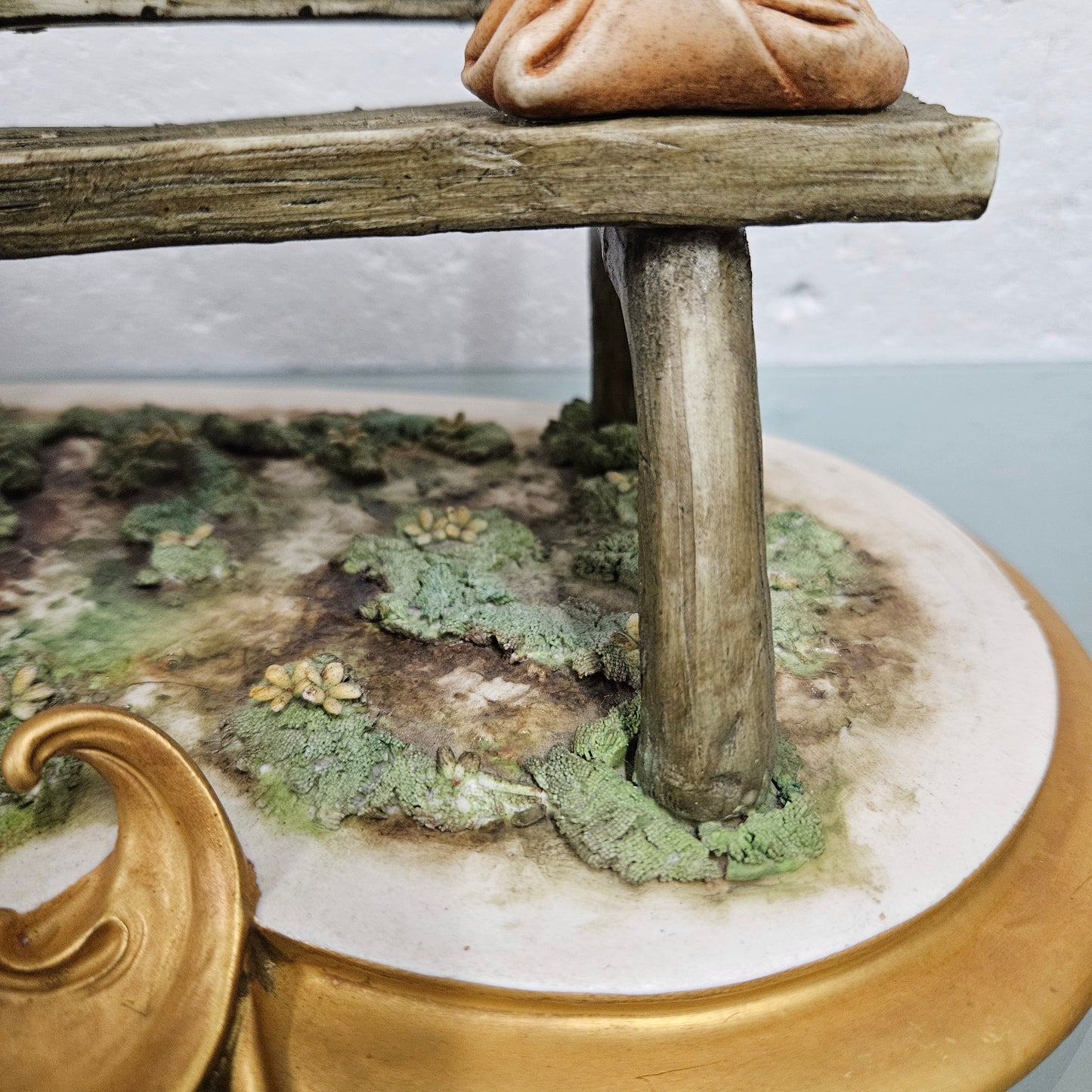 Vintage Capodimonte Tramp Sitting on Park Bench
