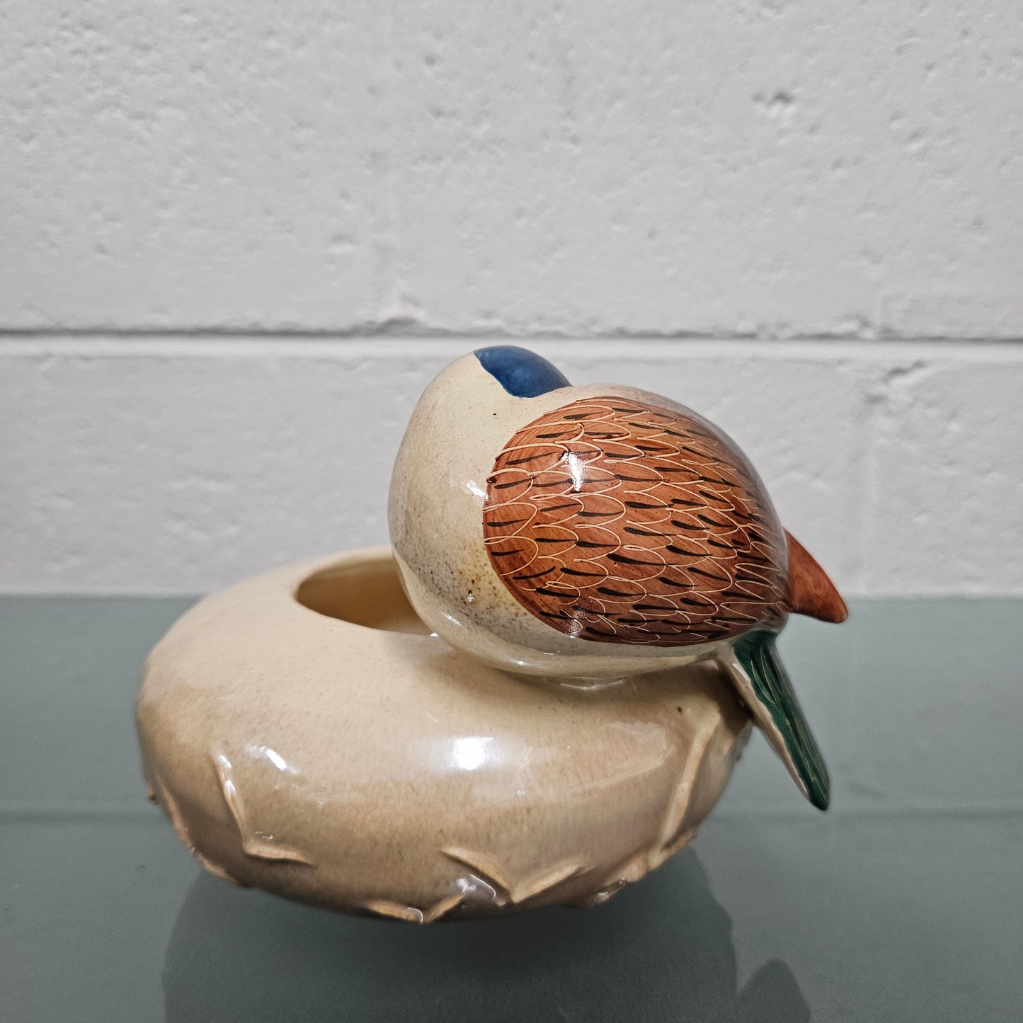 Unusual Hand Made & Hand Painted Bird Bowl