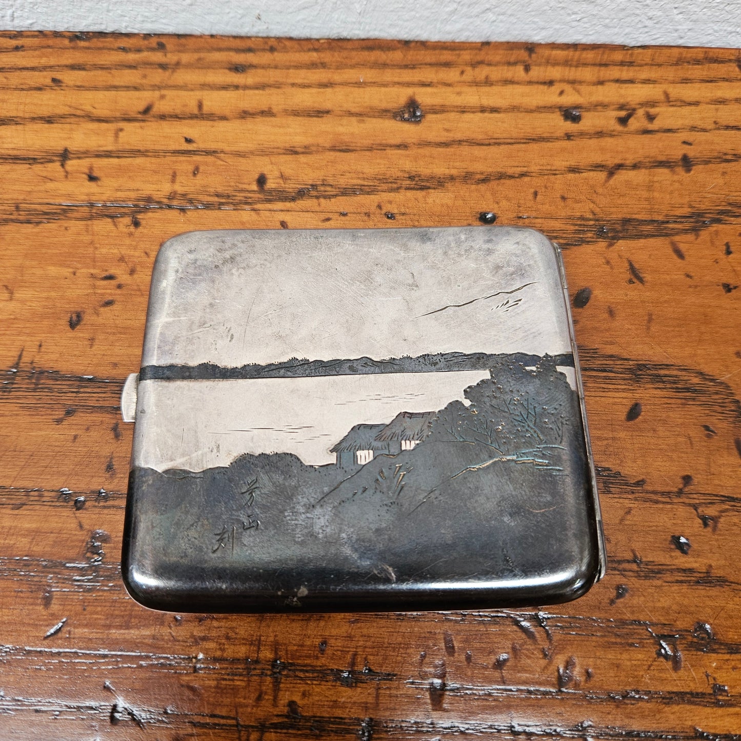 Antique Japanese Mixed Metal Engraved/Embossed Cigarette Case