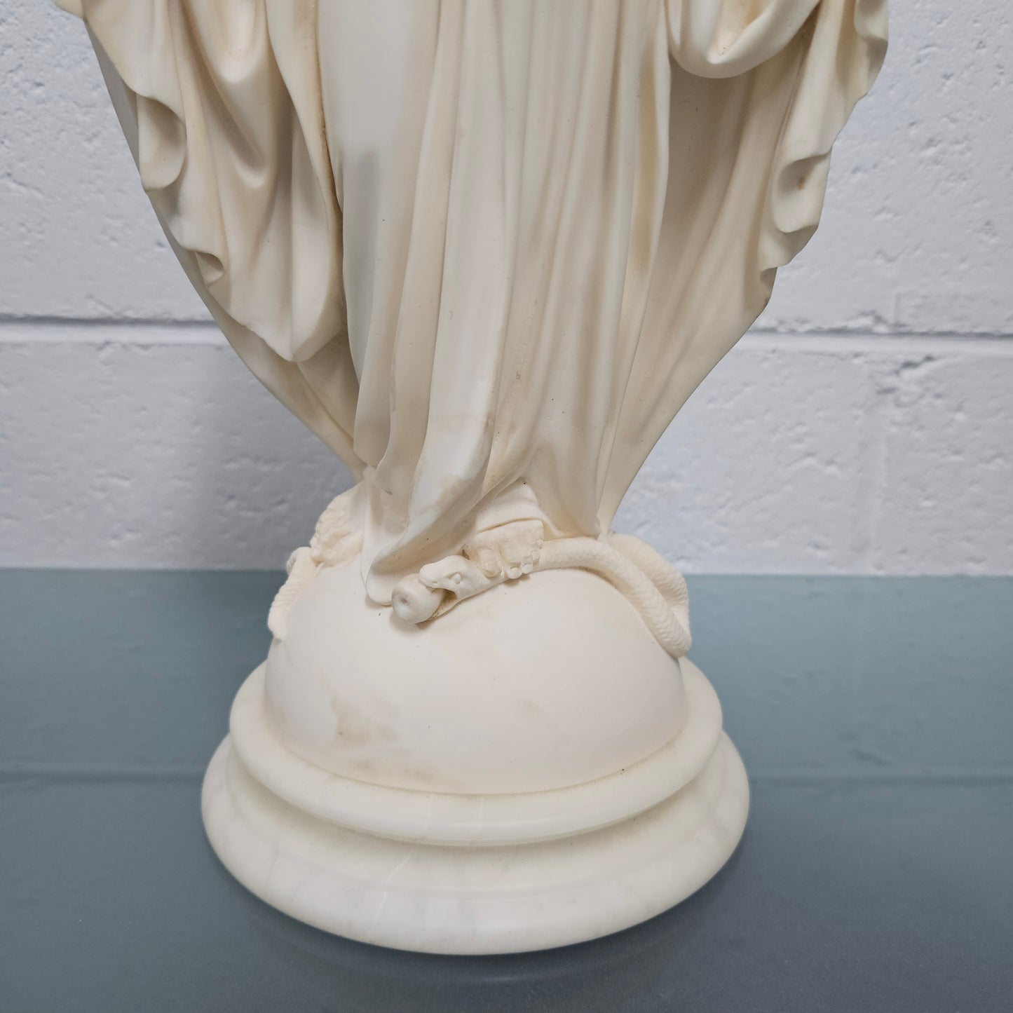 Vintage Superbly Cast Faux Marble Statue Of Our Lady Of Grace