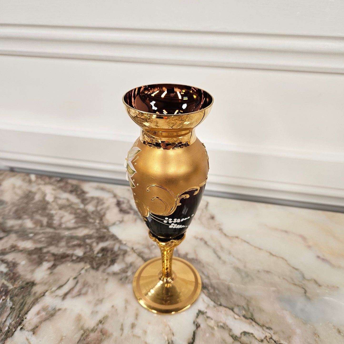 Vintage Glass Gilded Vase