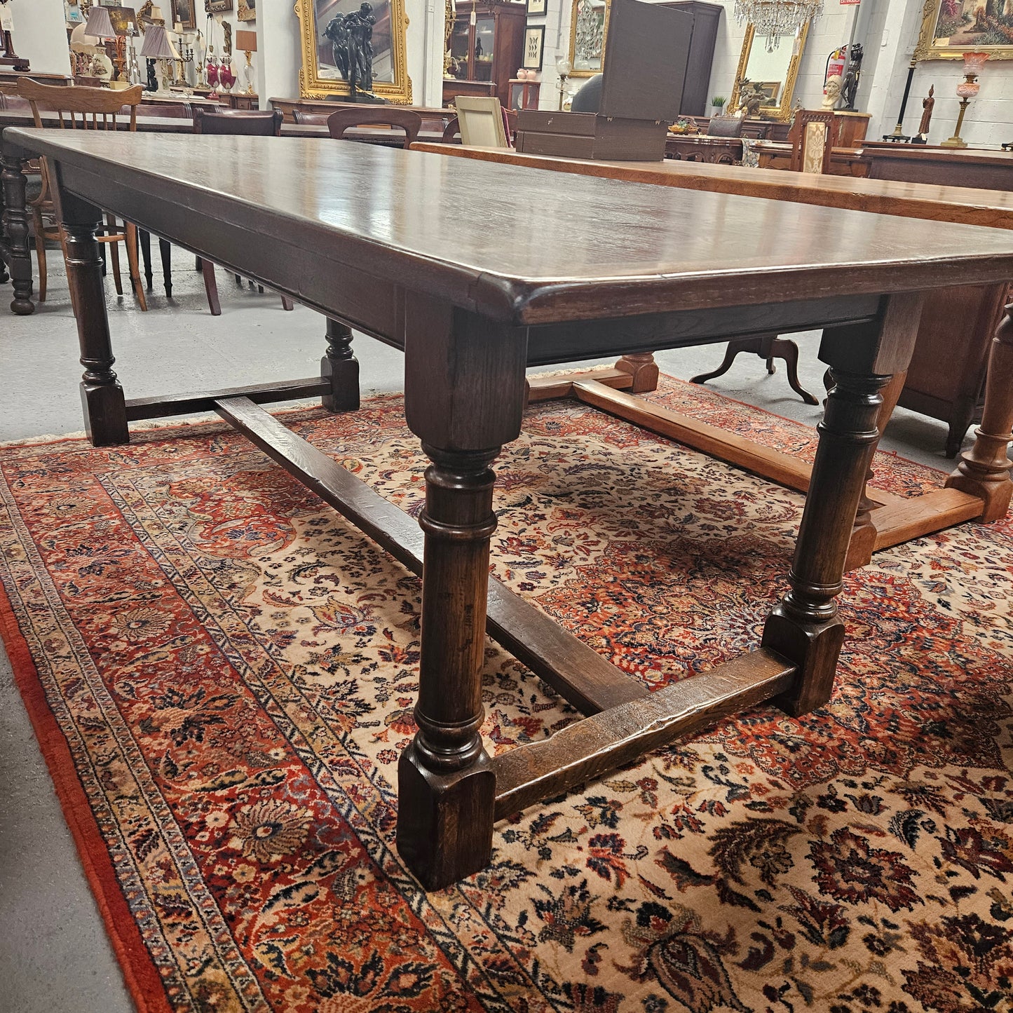 Dark Oak French Pedestal Base Dining Table