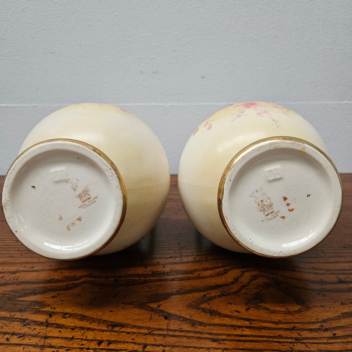 Pair of Edwardian Hand Painted Vases