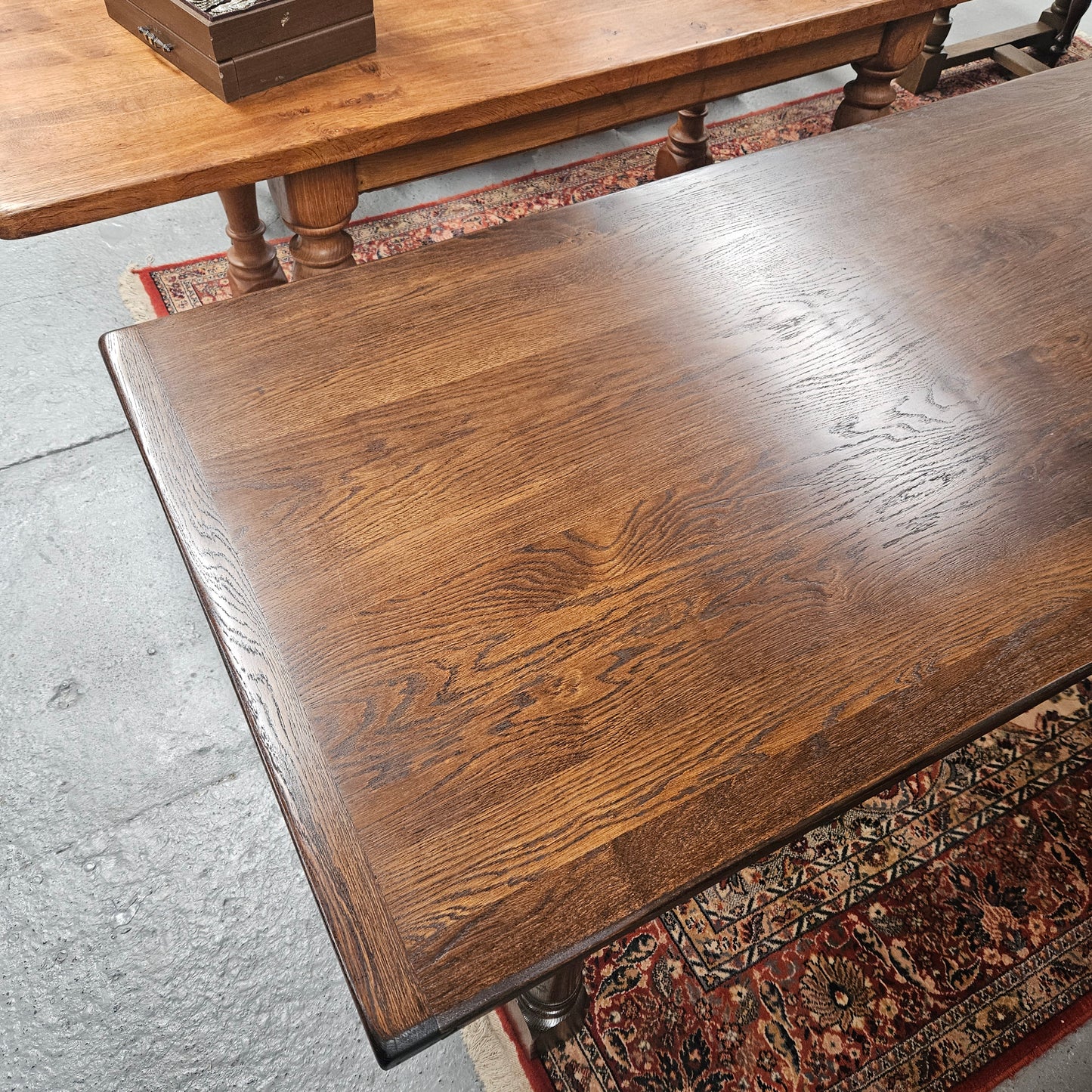 Dark Oak French Pedestal Base Dining Table
