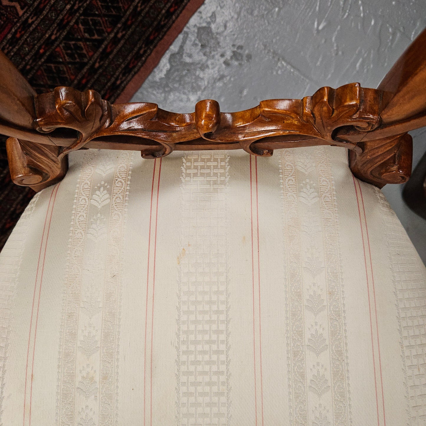 Victorian Walnut Carved Back Side Chair