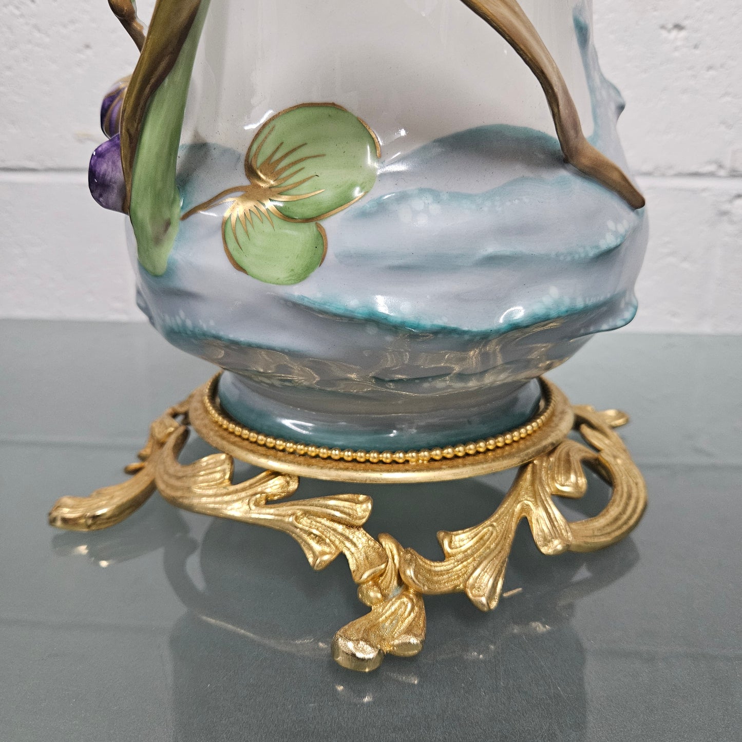 Stunning Art Nouveau Sevres Style Vase With Gilt Bronze Base