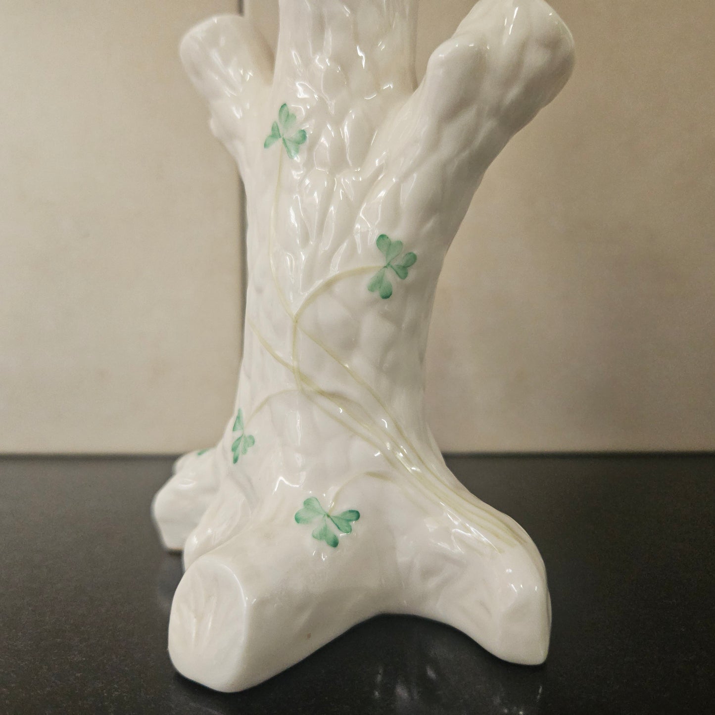 Belleek China Shamrock Tree Trunk Vase