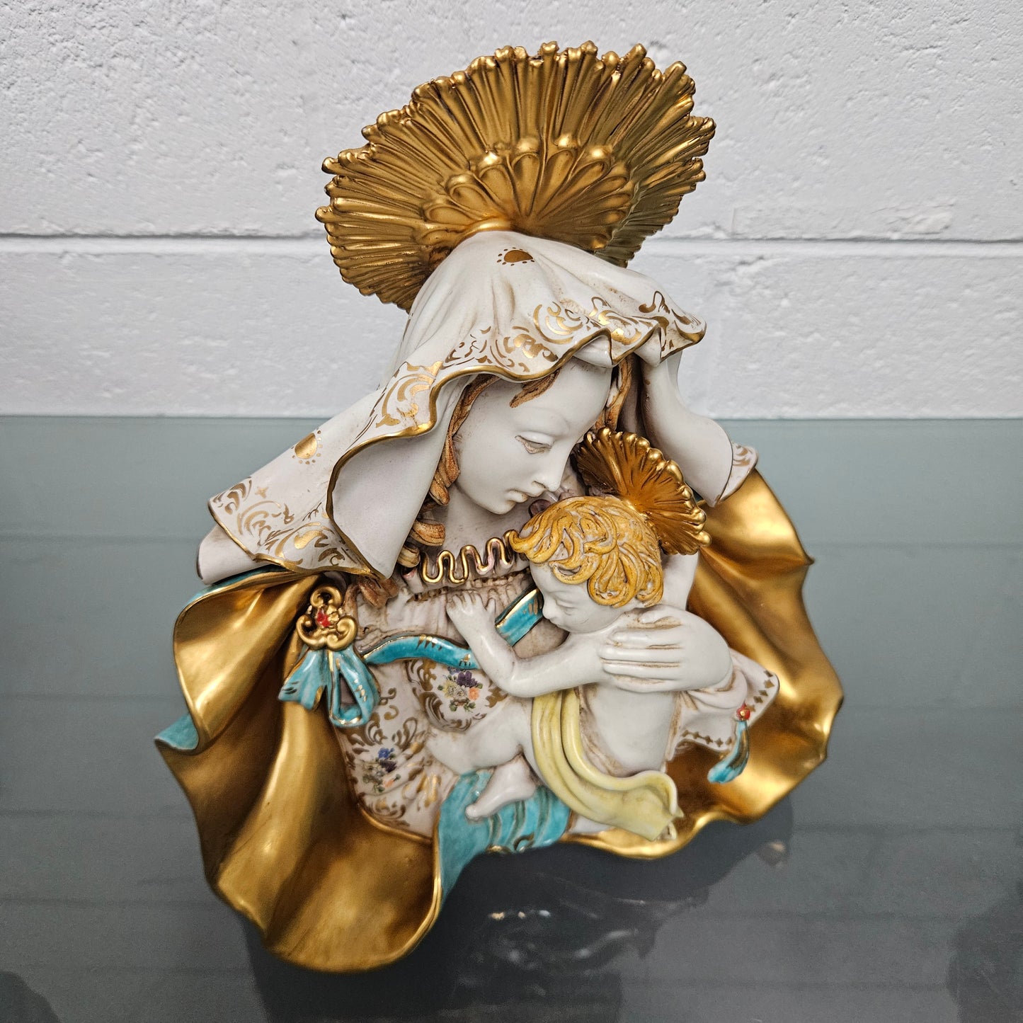 Stunning Mid Century Persko Potteryt Italian Sculpture Maddona & Child