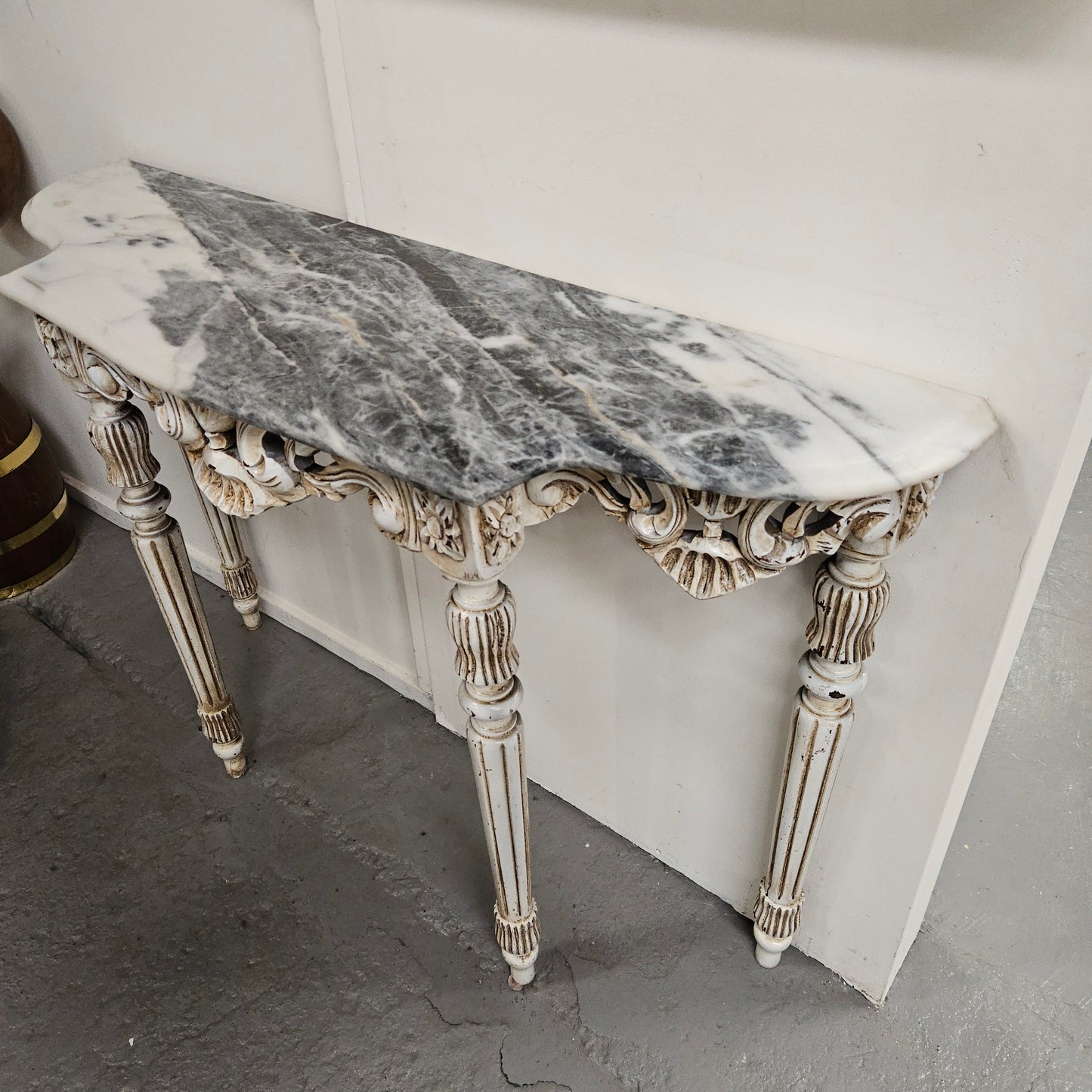 Louis XVI Style Painted Console Table With Marble Top