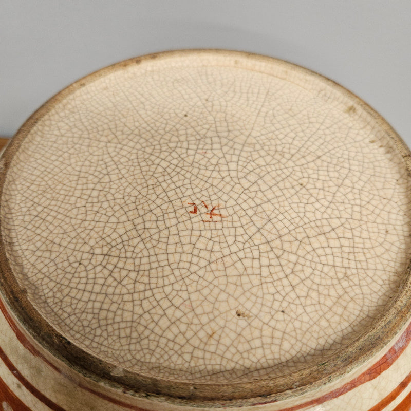 Antique Satsuma hand painted jardinière pot. It is signed and has some crazing. In good condition.