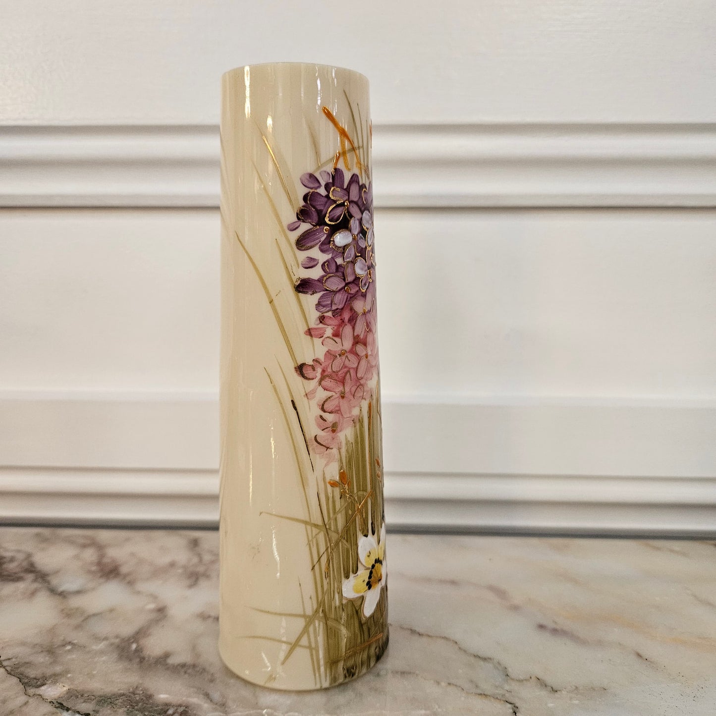 Antique Hand Painted Enameled Vase