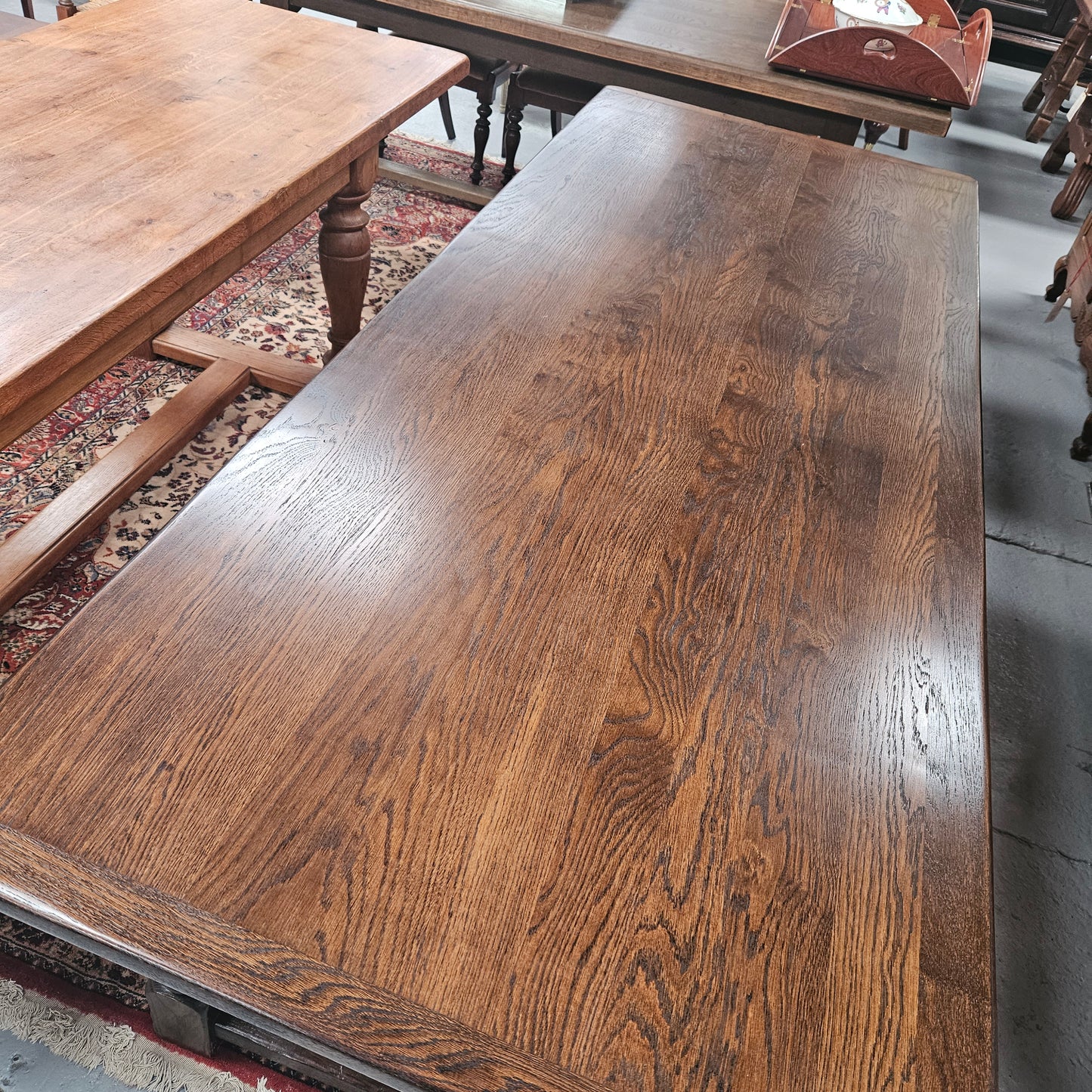 Dark Oak French Pedestal Base Dining Table