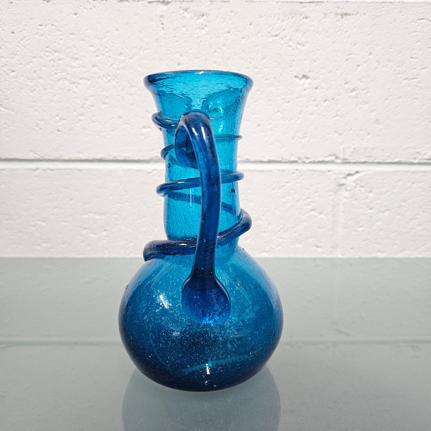 Vintage Hand Blown Bubbled Glass Jug