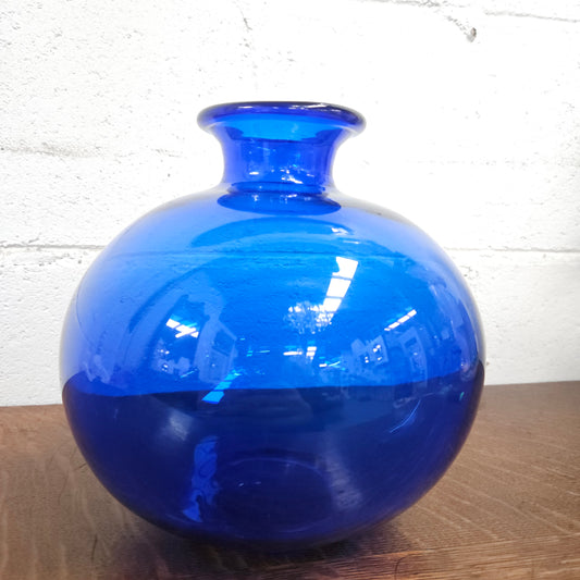 Vintage Hand Made Cobalt Blue Glass Vase
