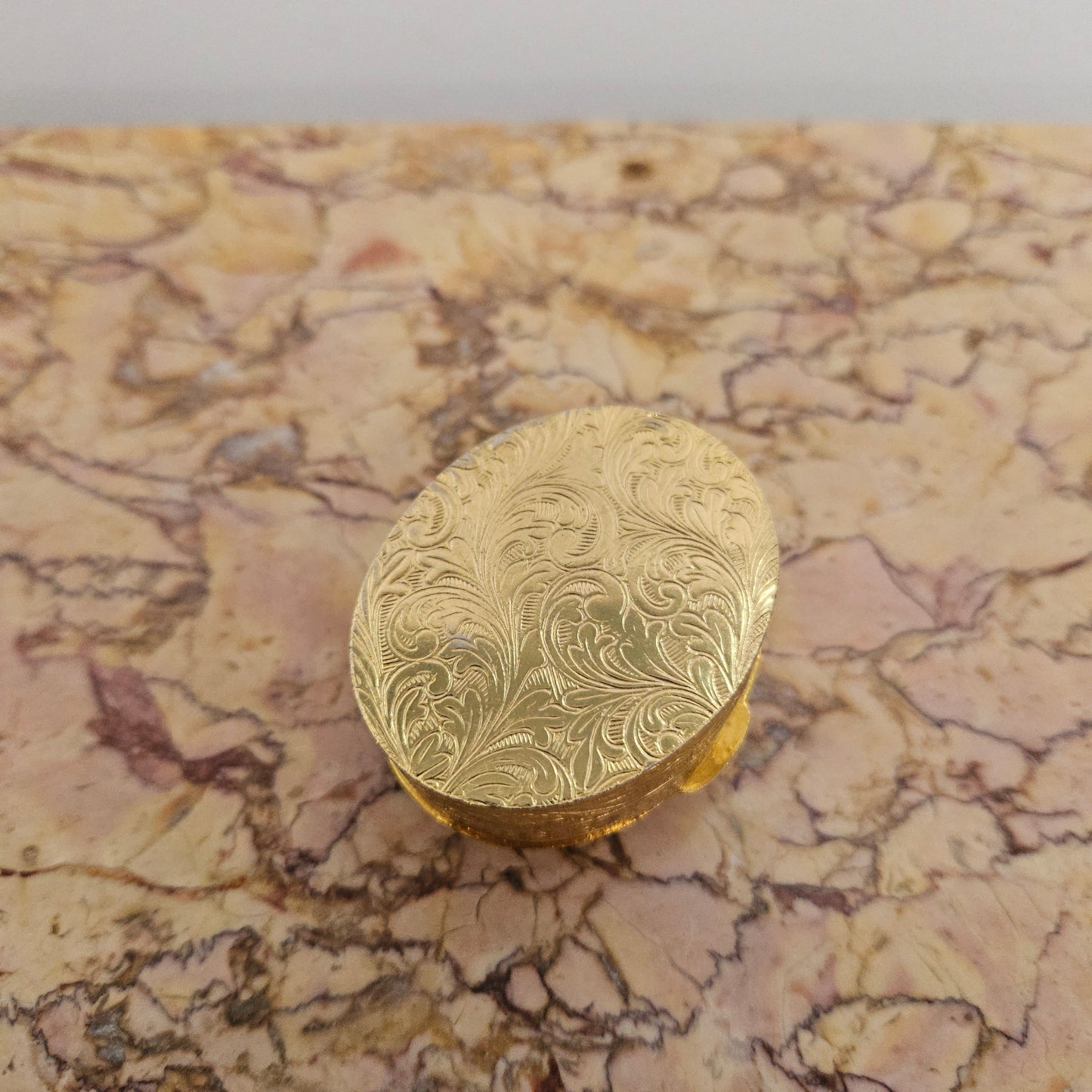 Vintage Brass & Quartz Stone Trinket Box