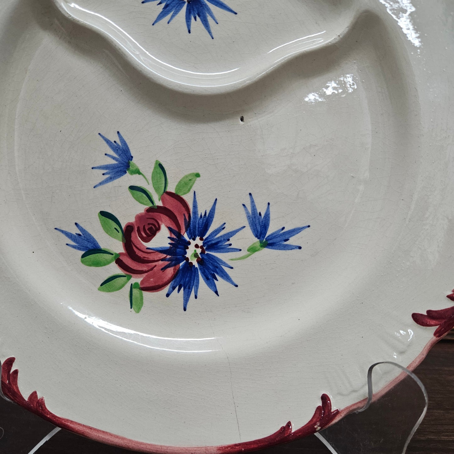Longchamp French Antique Hand-Painted Ironstone Asparagus Plate