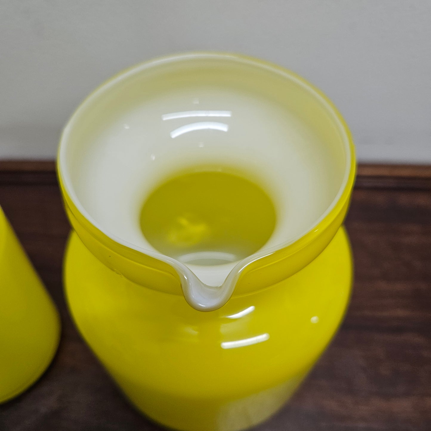 Vintage Yellow Blown Glass Jug and Glass Cup