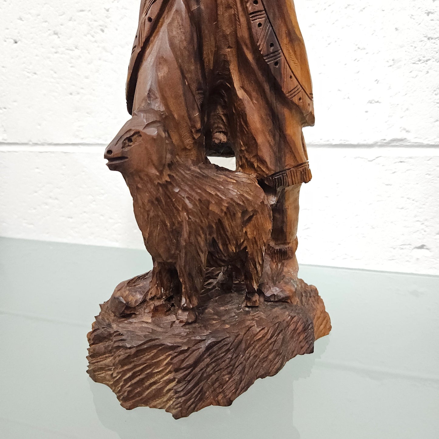 Vintage Wooden Shepard Carving