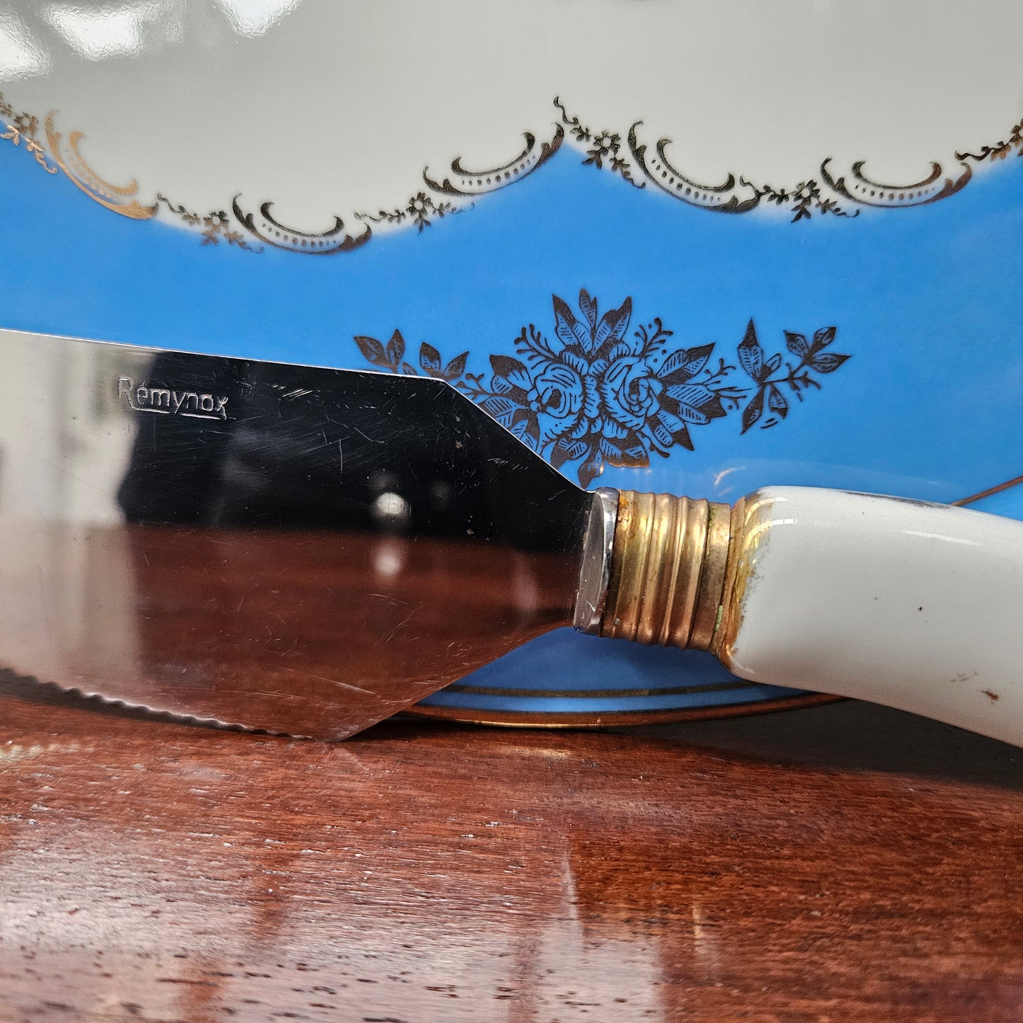 Vintage Meissner Limoges Cake Plate & Knife Set