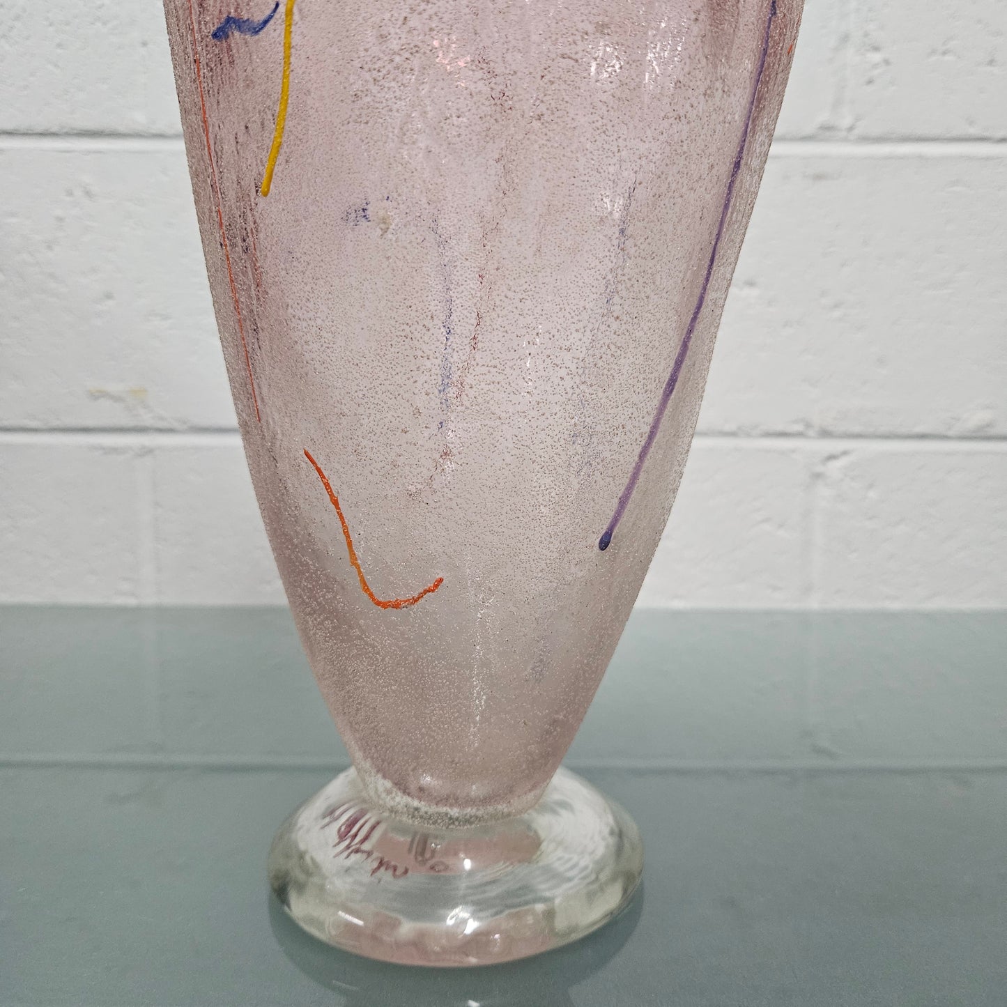 Mid Century Modern Art Glass Vase Signed On Base