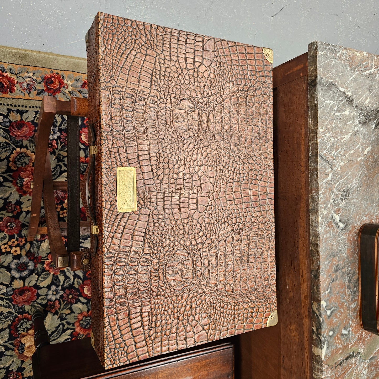 Vintage Campaign Style Leather Brass Bound Writing Compendium