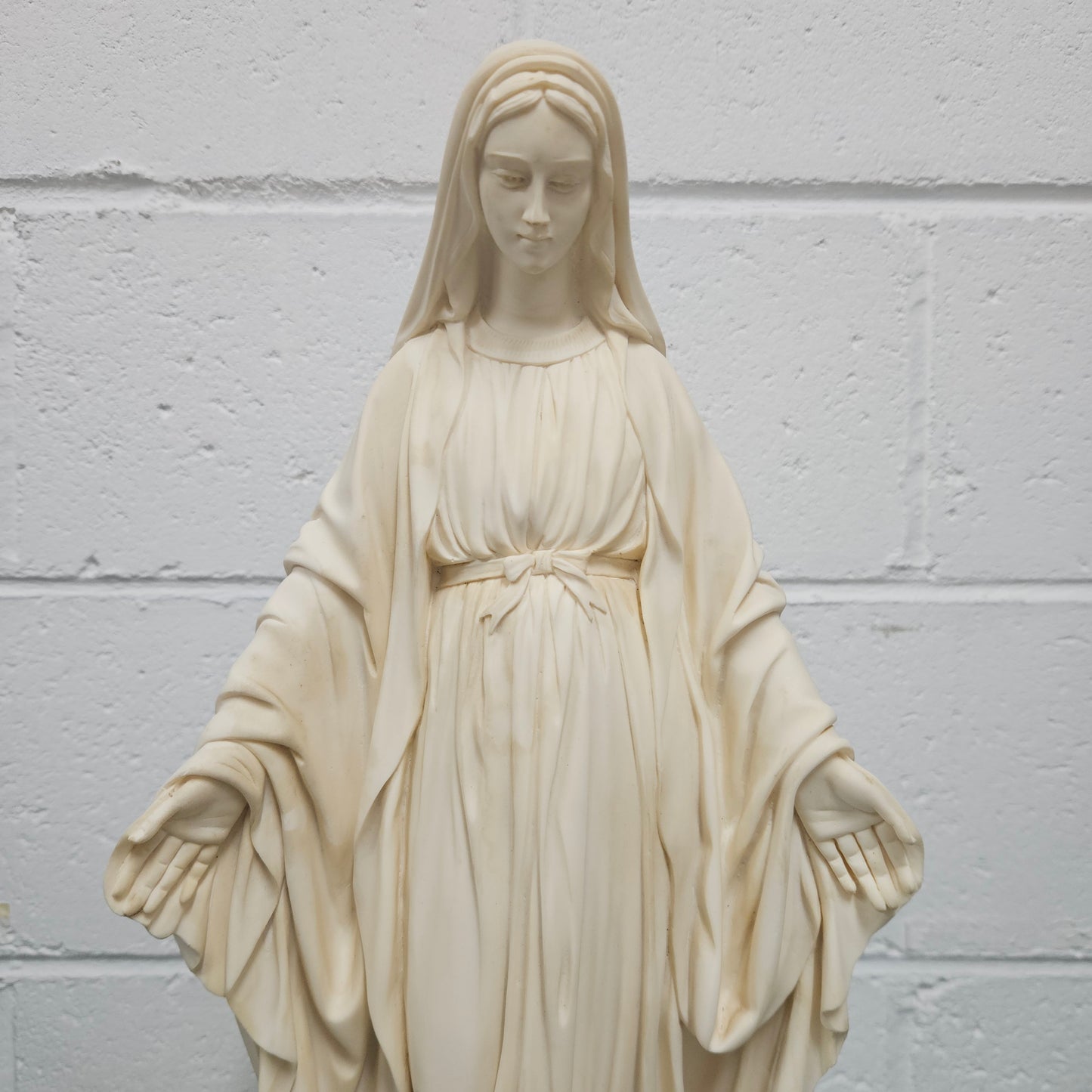Vintage Superbly Cast Faux Marble Statue Of Our Lady Of Grace