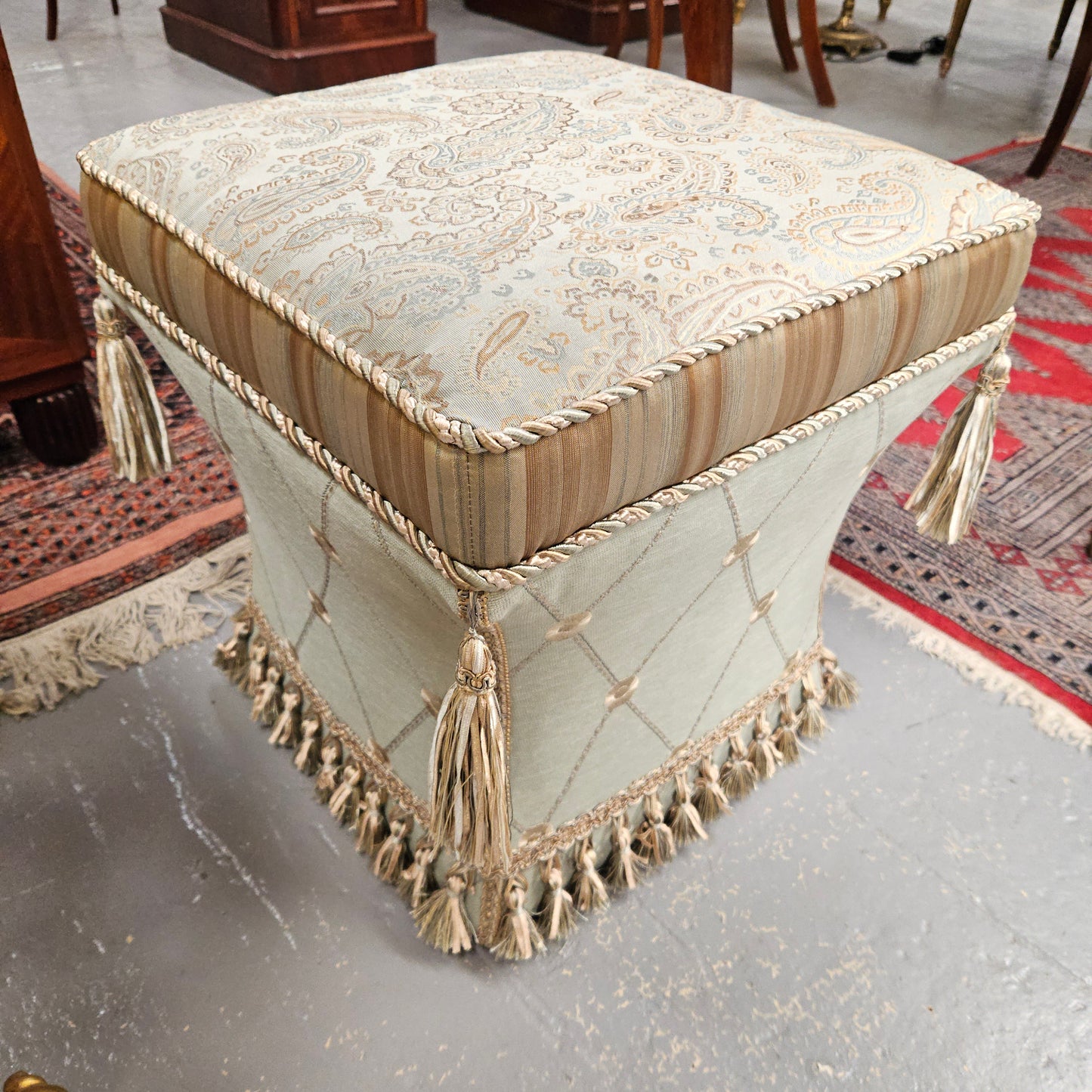 Mid Century Upholstered Ottoman