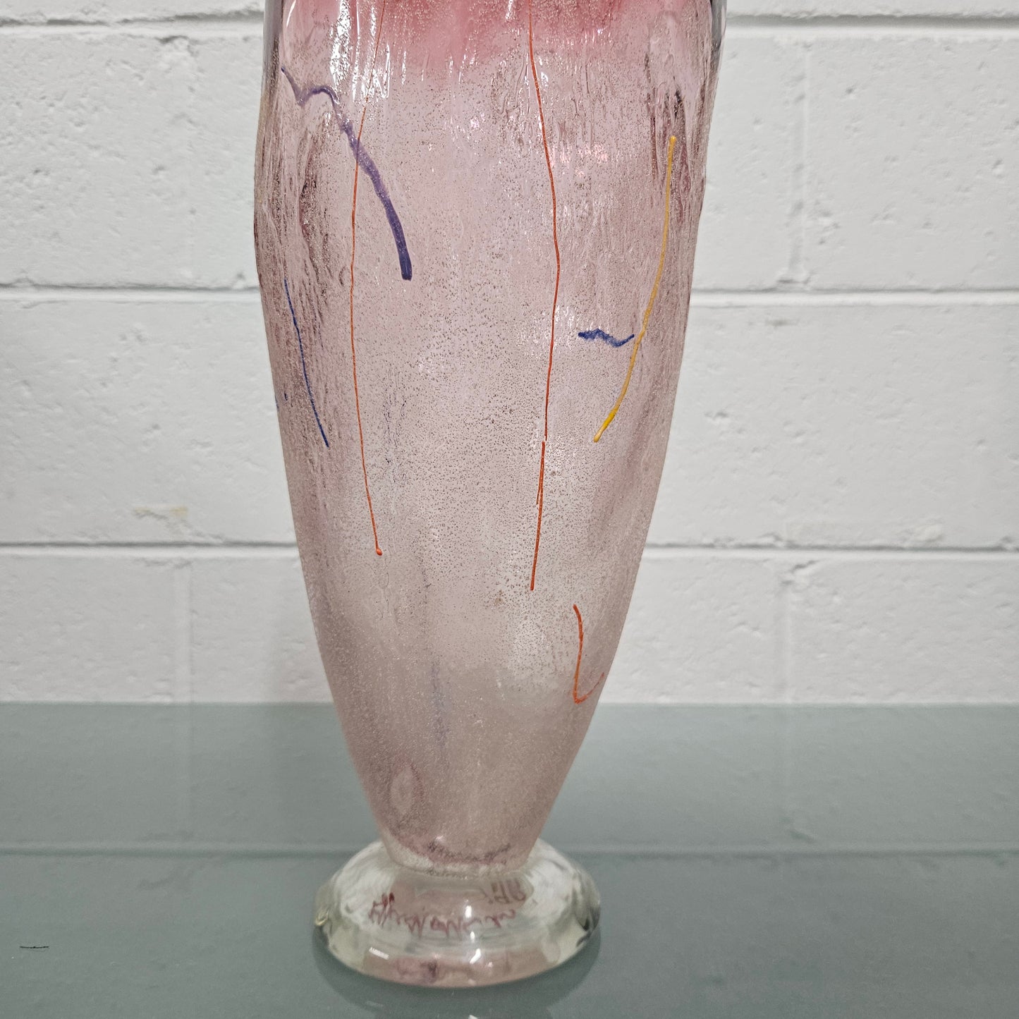 Mid Century Modern Art Glass Vase Signed On Base