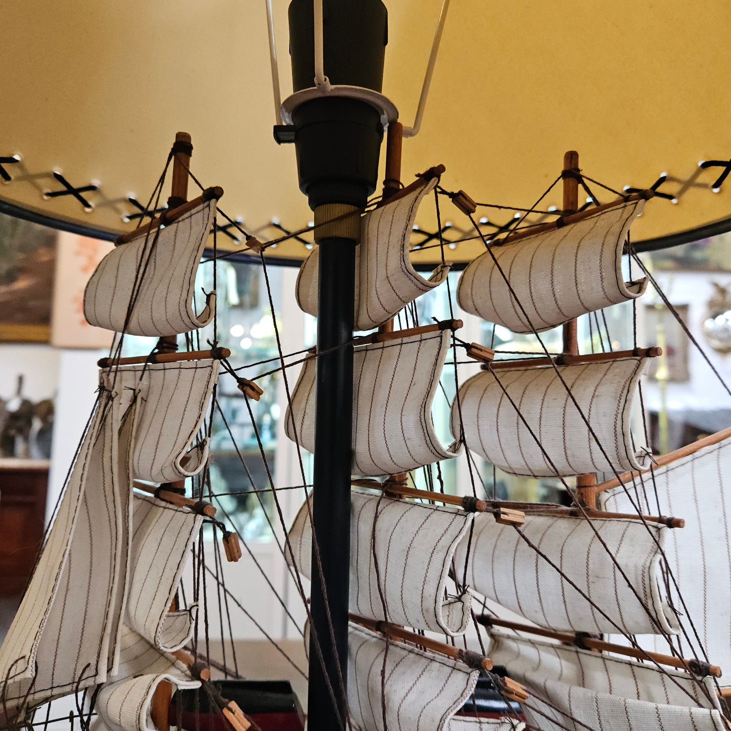 Nautical Sail Ship Table Lamp on Wooden Base