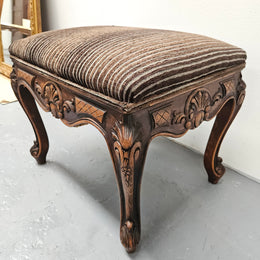 French Oak Louis XV Style Upholstered Footstool
