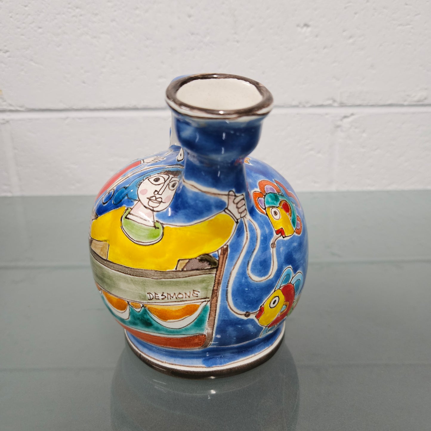 Vintage Signed "Desimone" Hand Painted Pitcher