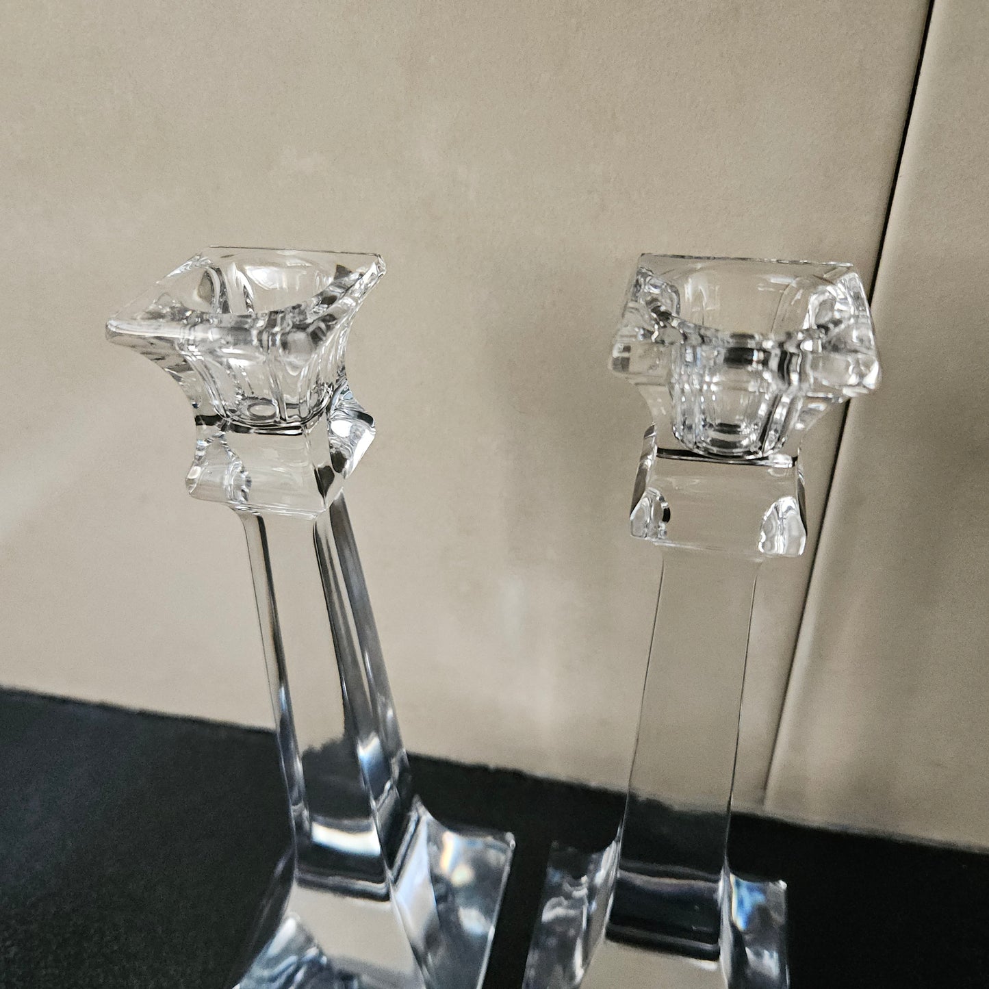 Pair Of Elegant Glass Candle Holders