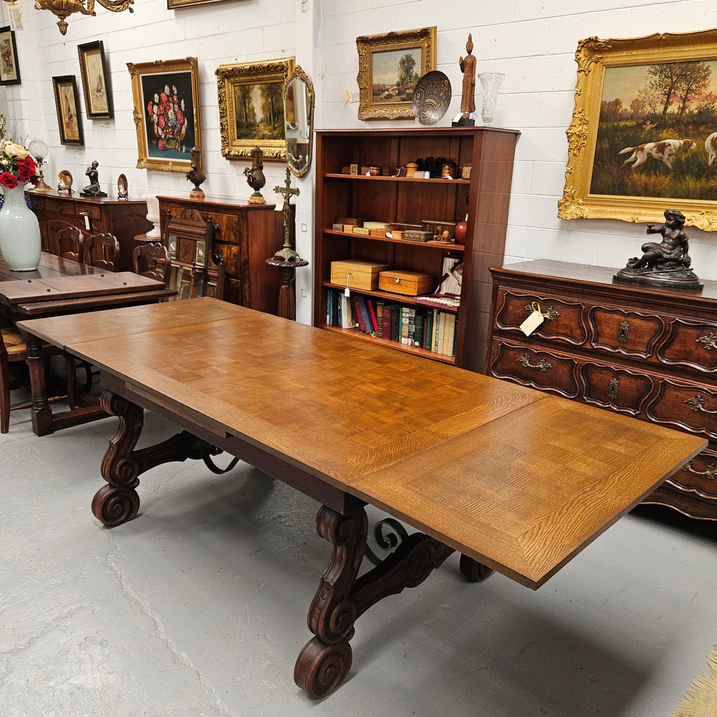 Beautiful French Oak Spanish Style Extension Dining Table