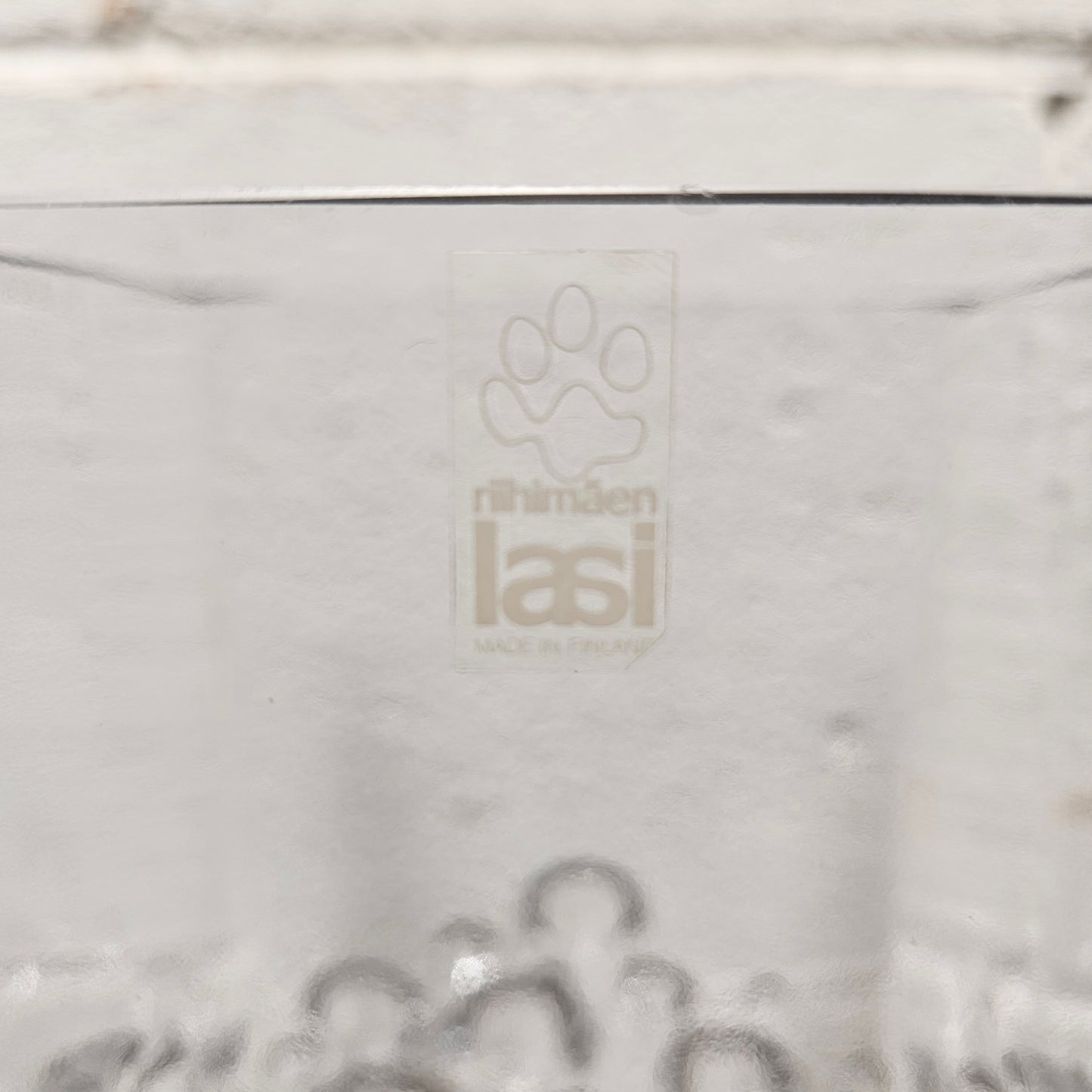 Riihimaen " Lasi Stella Polaris" glass vase made in Finland with its original sticker. In good original condition with no chips or cracks.