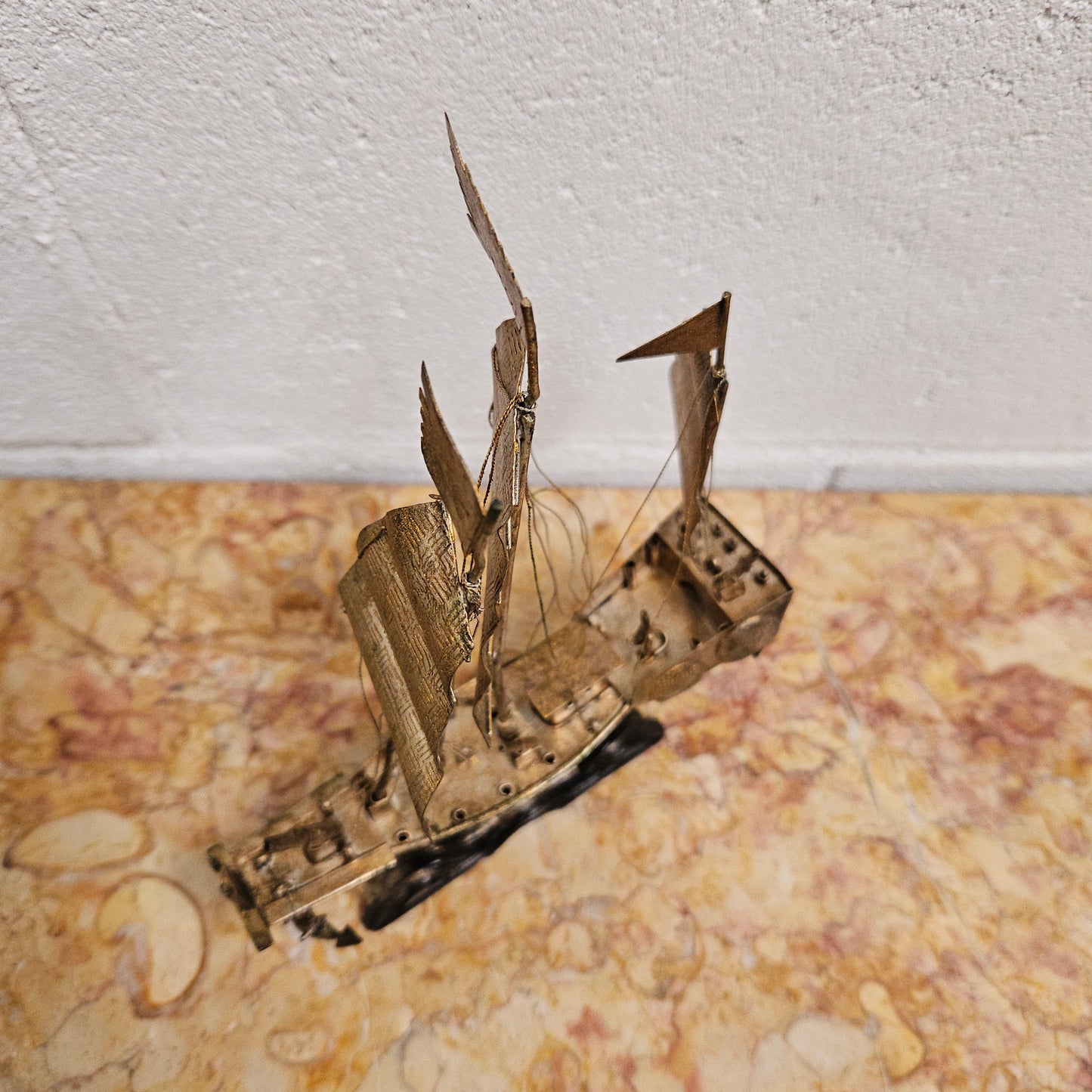 Miniature Vermeil Silver Chinese Sailing Ship