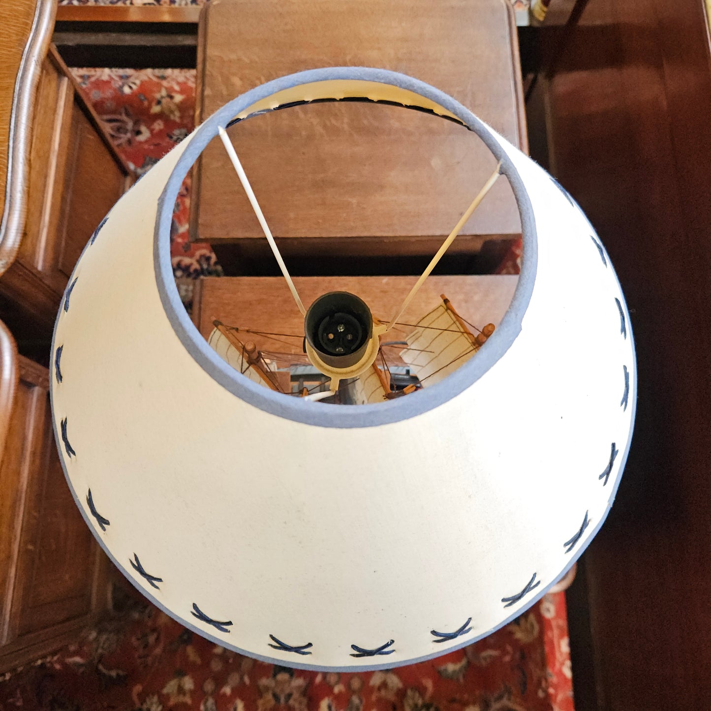 Nautical Sail Ship Table Lamp on Wooden Base