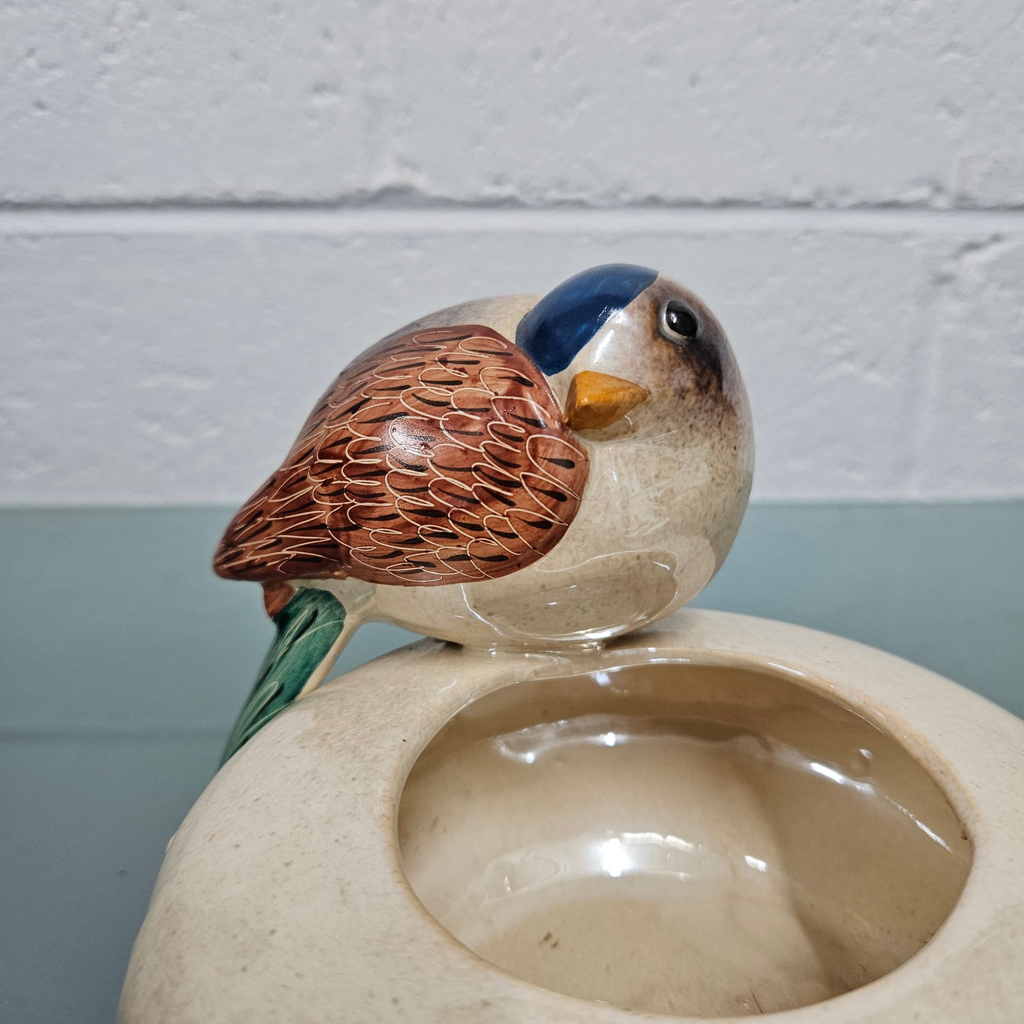 Unusual Hand Made & Hand Painted Bird Bowl