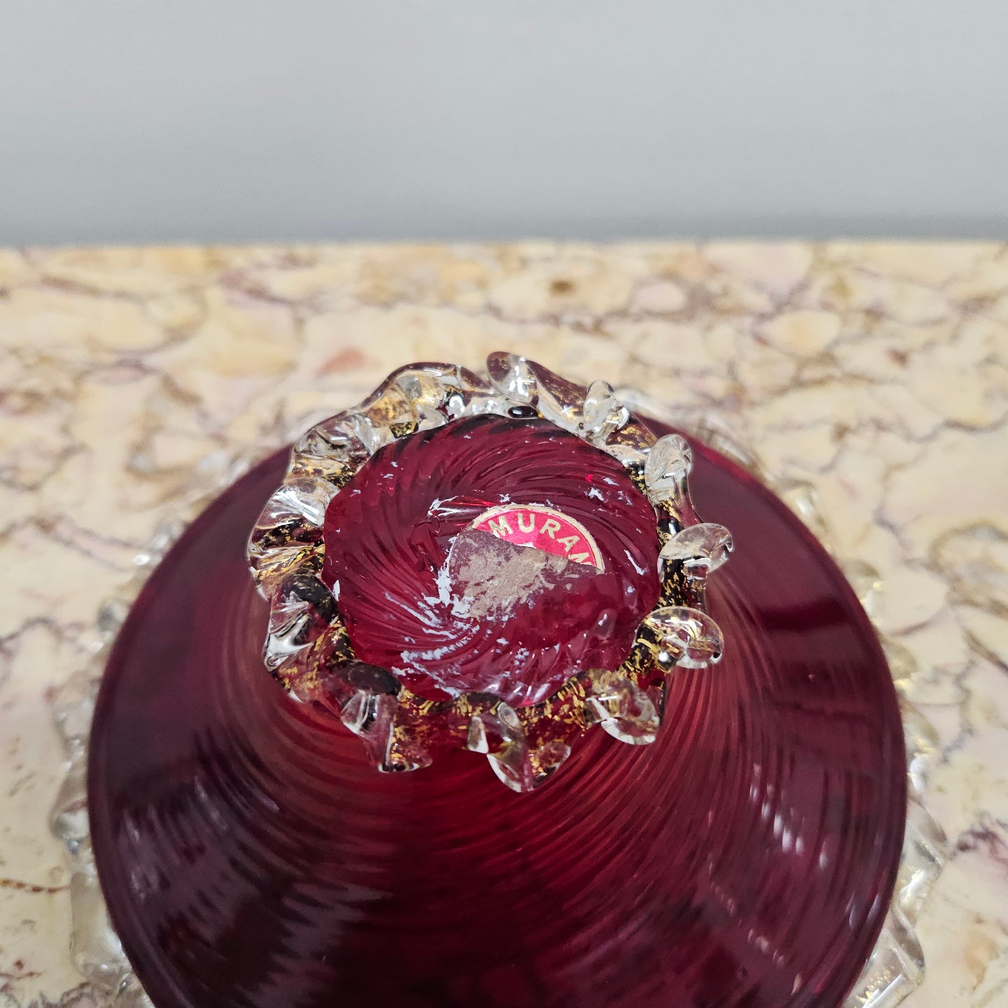 Venetian Ruby & Aventurine Glass Bowl