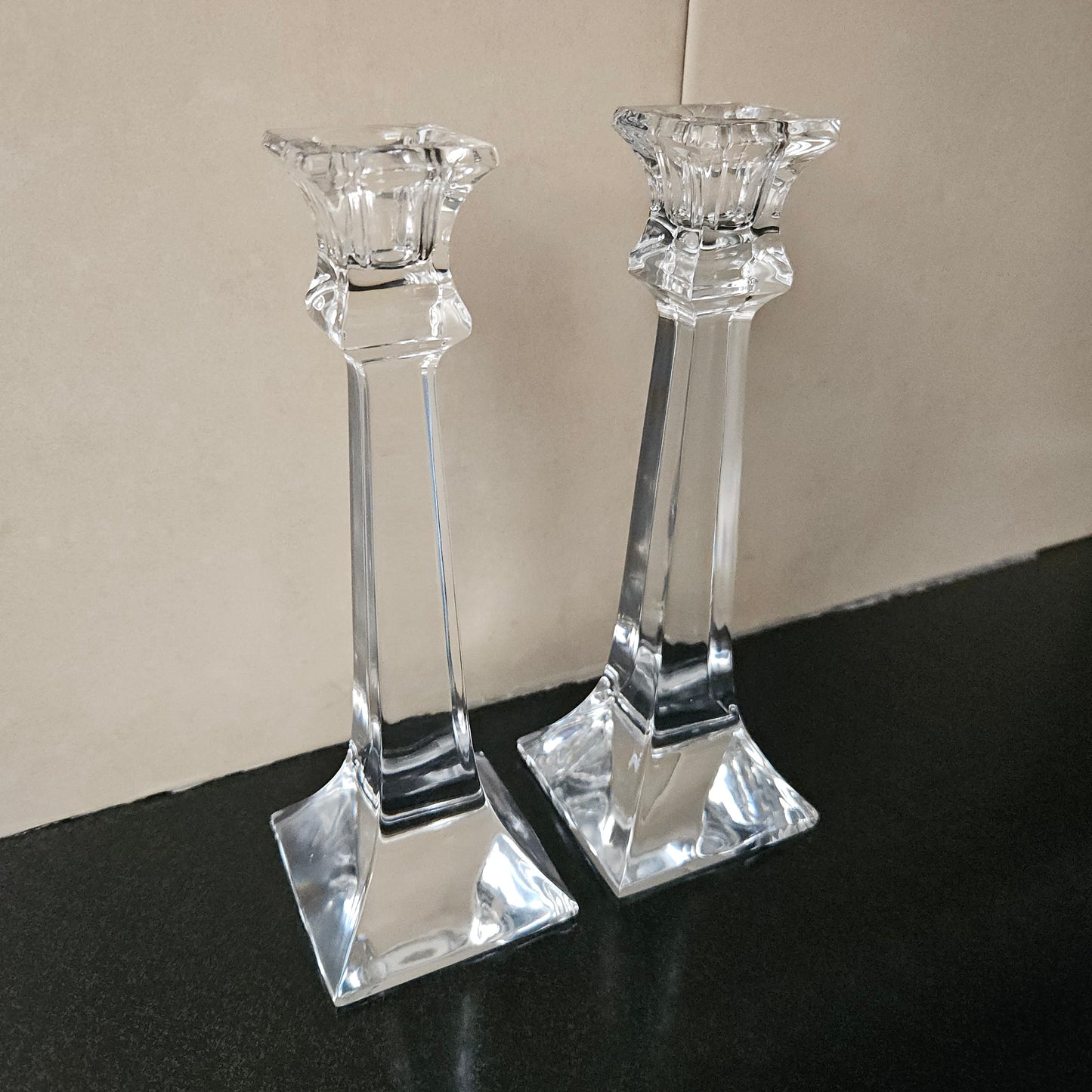 Pair Of Elegant Glass Candle Holders