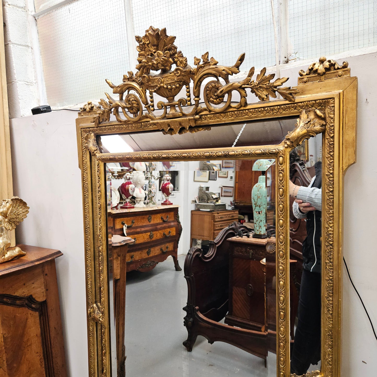 Rare French Louis XV Style Large Cushion Mirror
