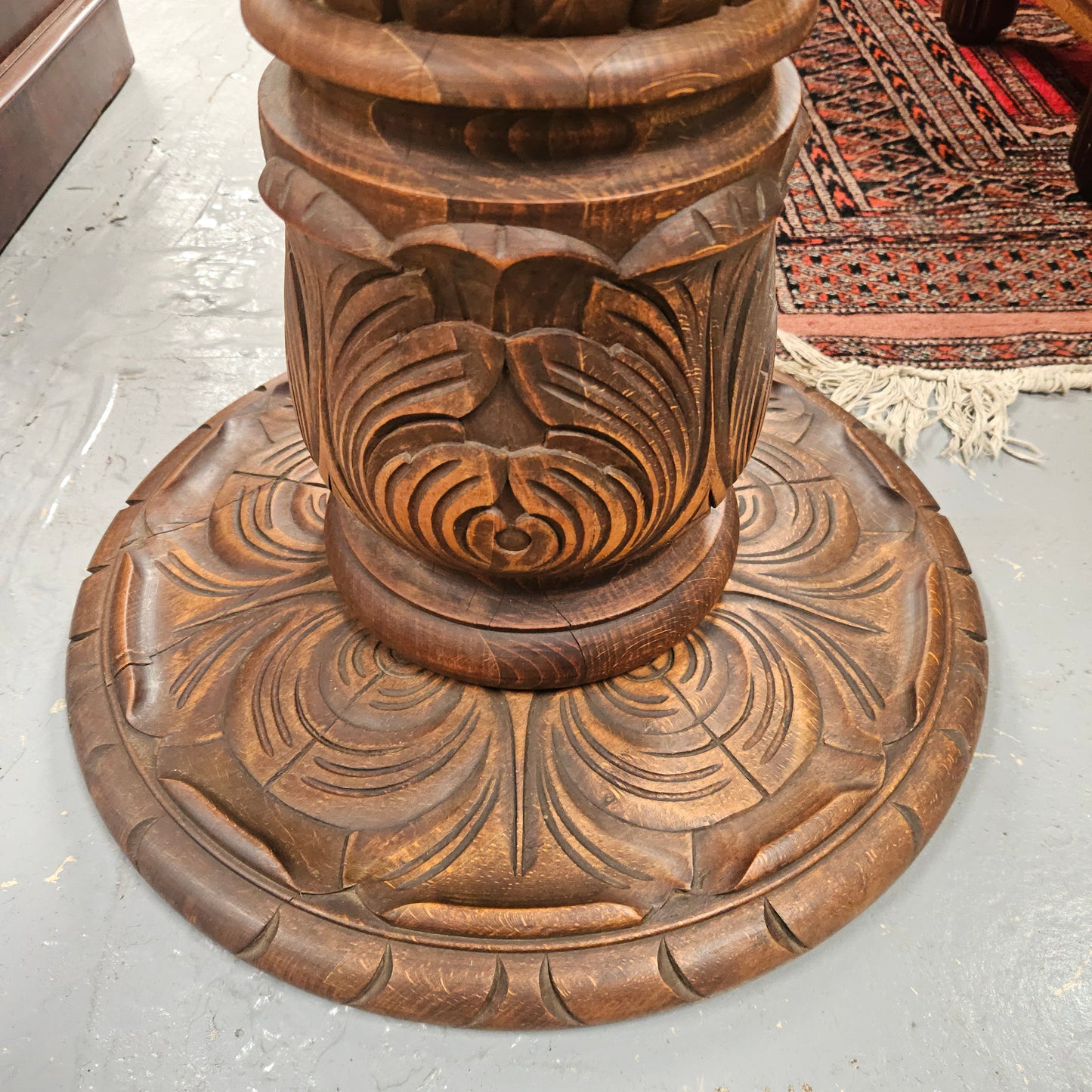 Nicely Carved French Oak Pedestal