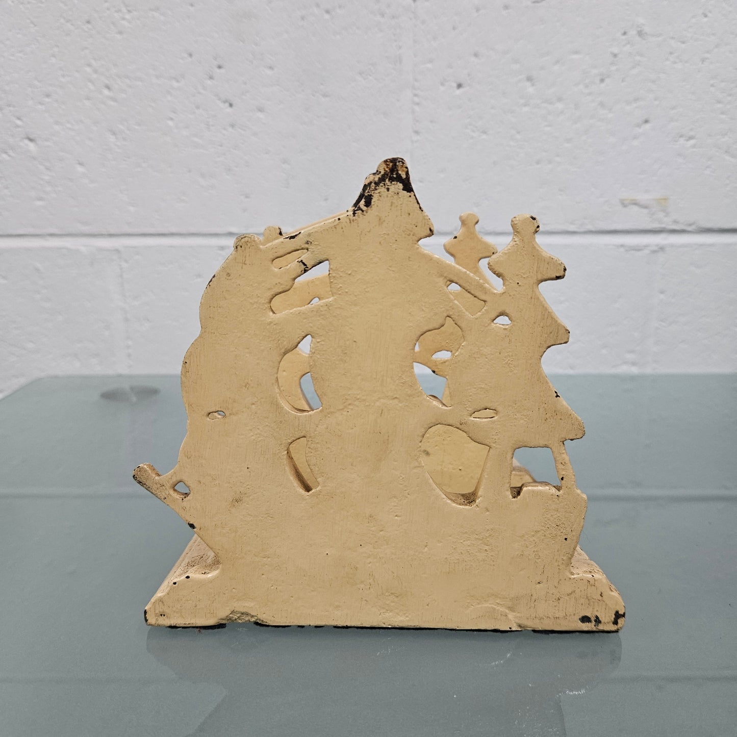 Pair Heavy Antique Painted Bronze Bookends